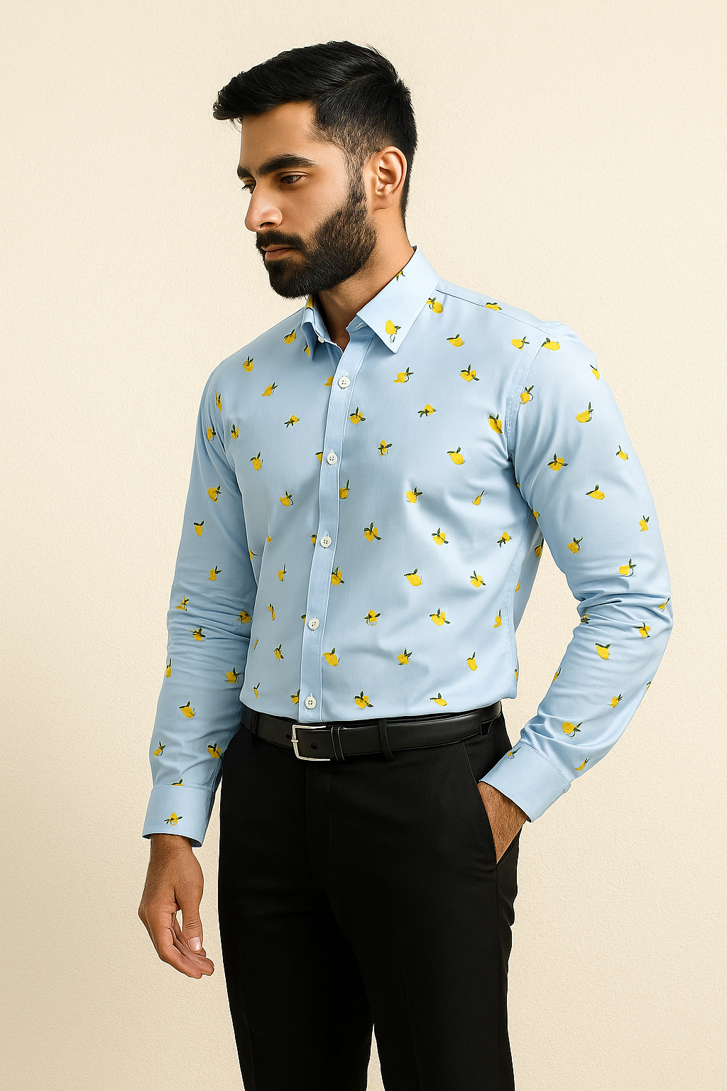 100% Giza Cotton White Floral Printed Shirting Fabric