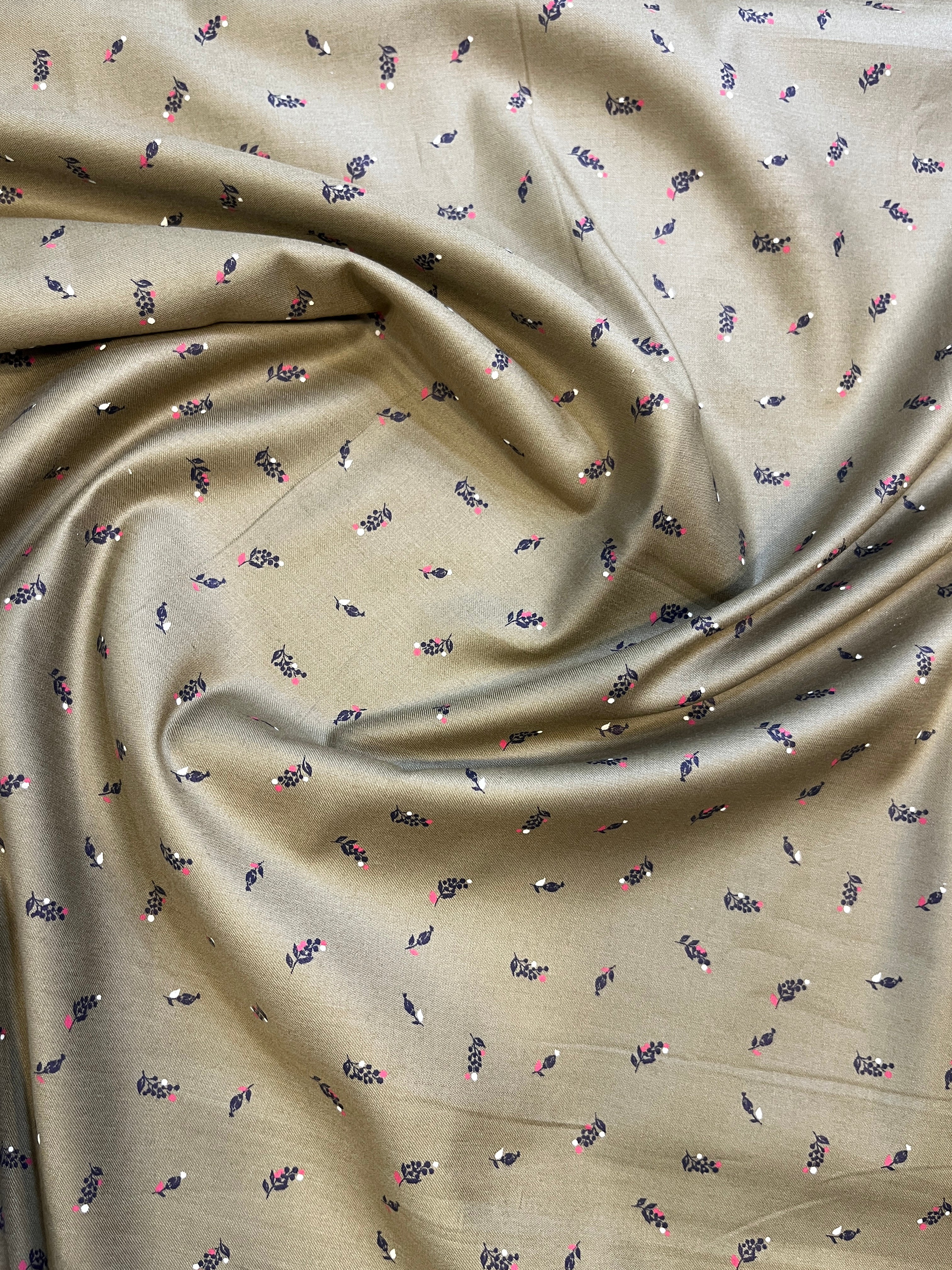 Beige 100% Giza Cotton Printed Shirt