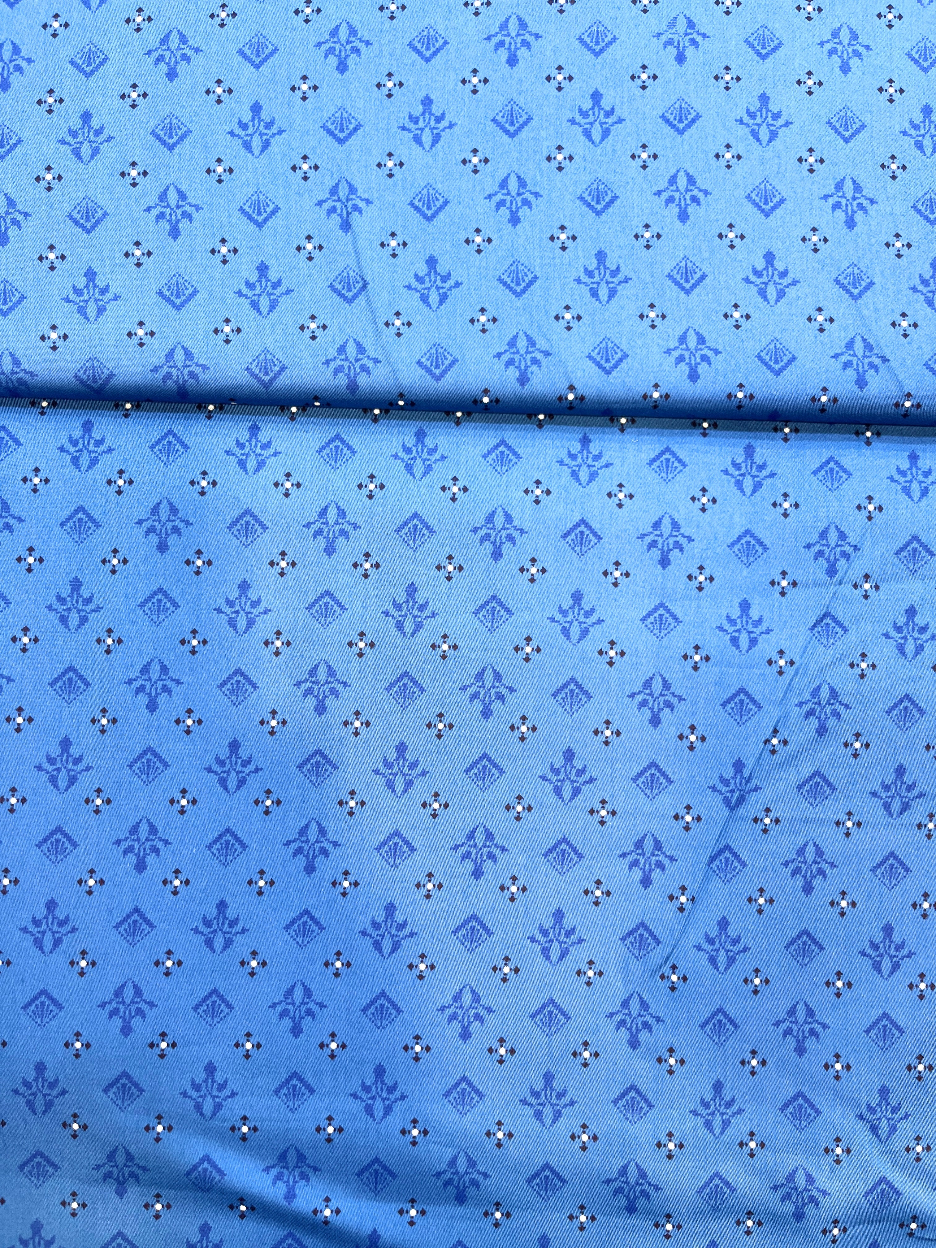 100% Giza Cotton Royal Blue Printed Shirting Fabric