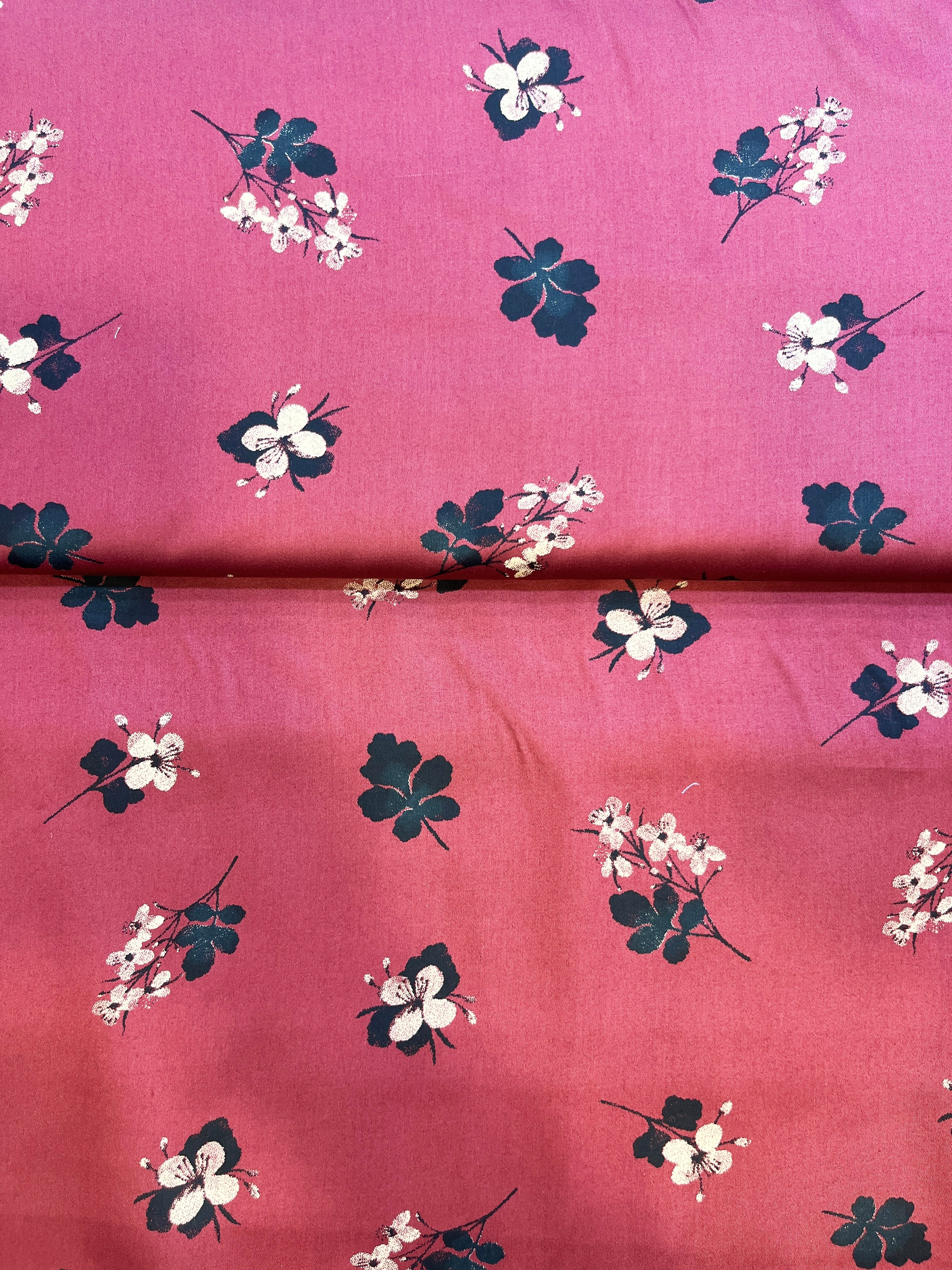 100% Giza Cotton Pink Floral Printed Shirting Fabric