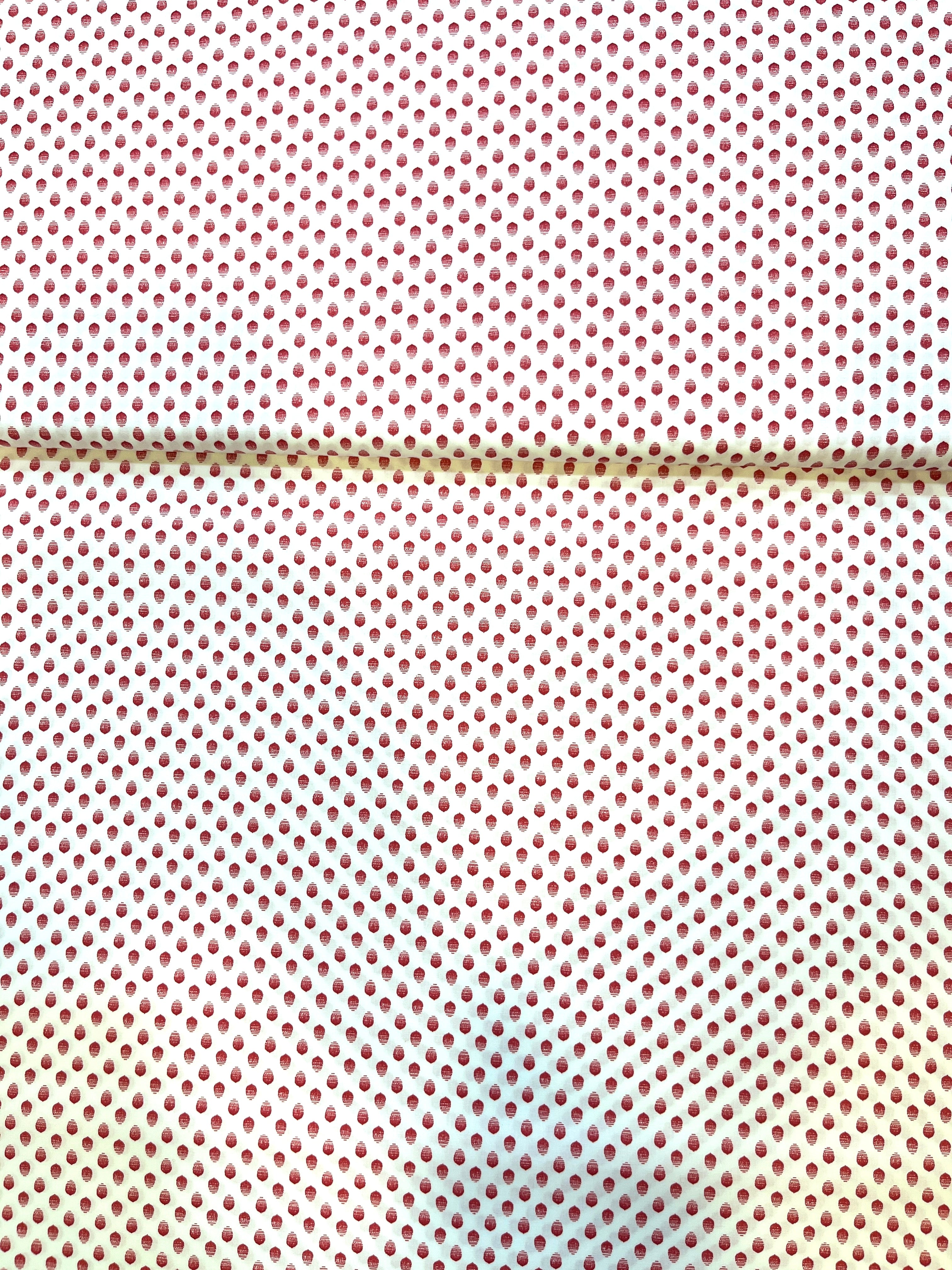 100% Giza Cotton Red Polka Dot Printed Shirting Fabric