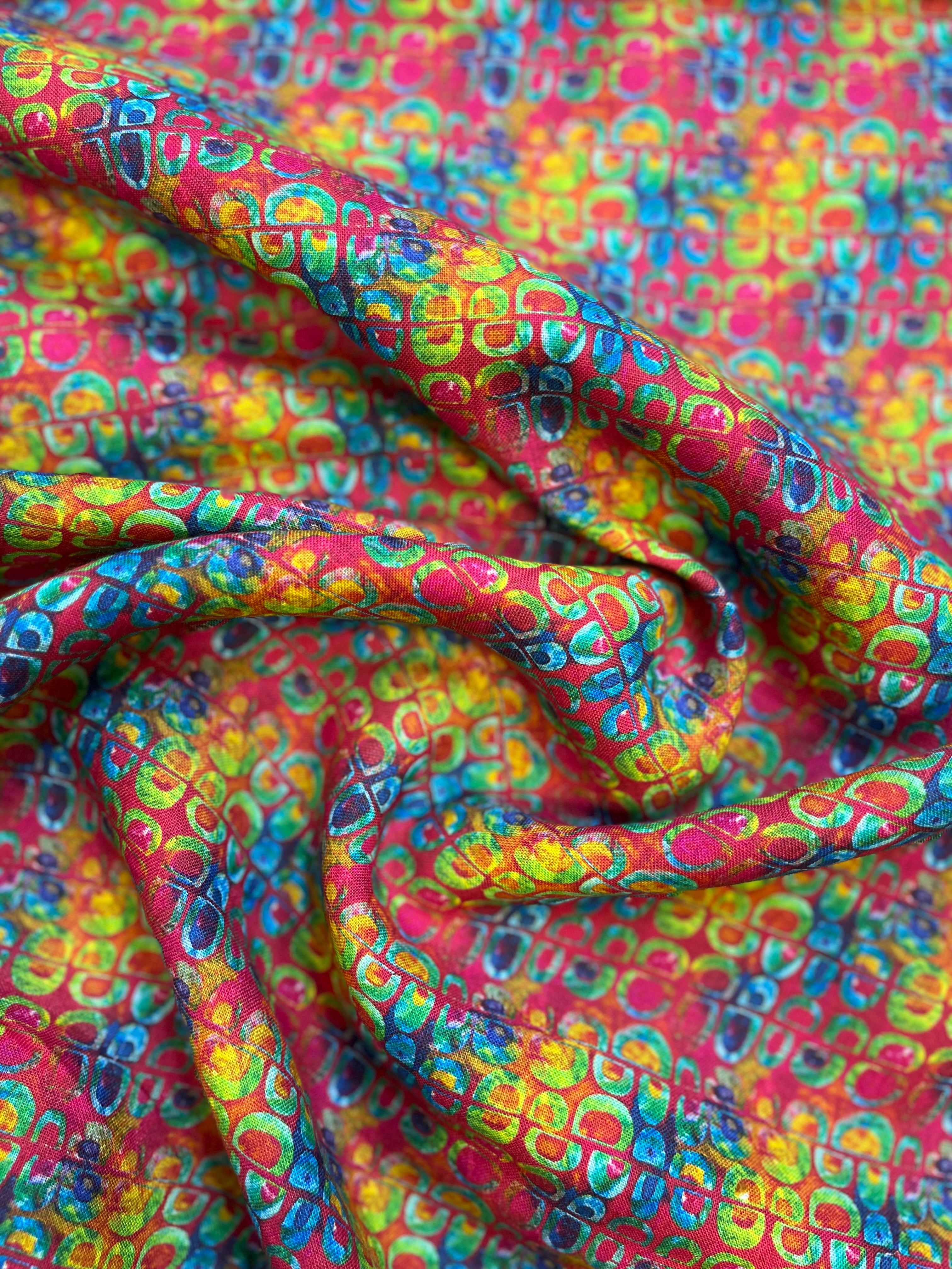 100% Giza Cotton Multicolored Printed Shirting Fabric