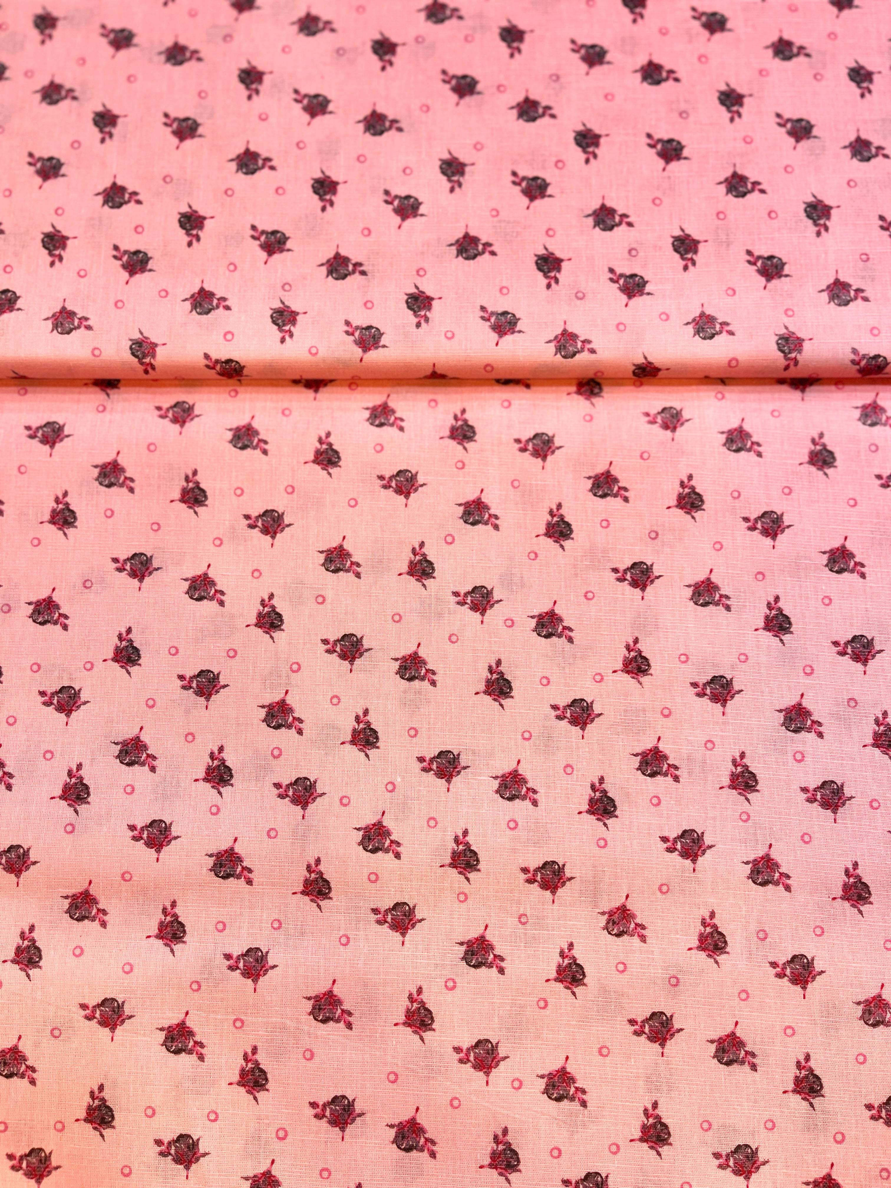 100% Giza Cotton Peach Floral Printed Shirting Fabric