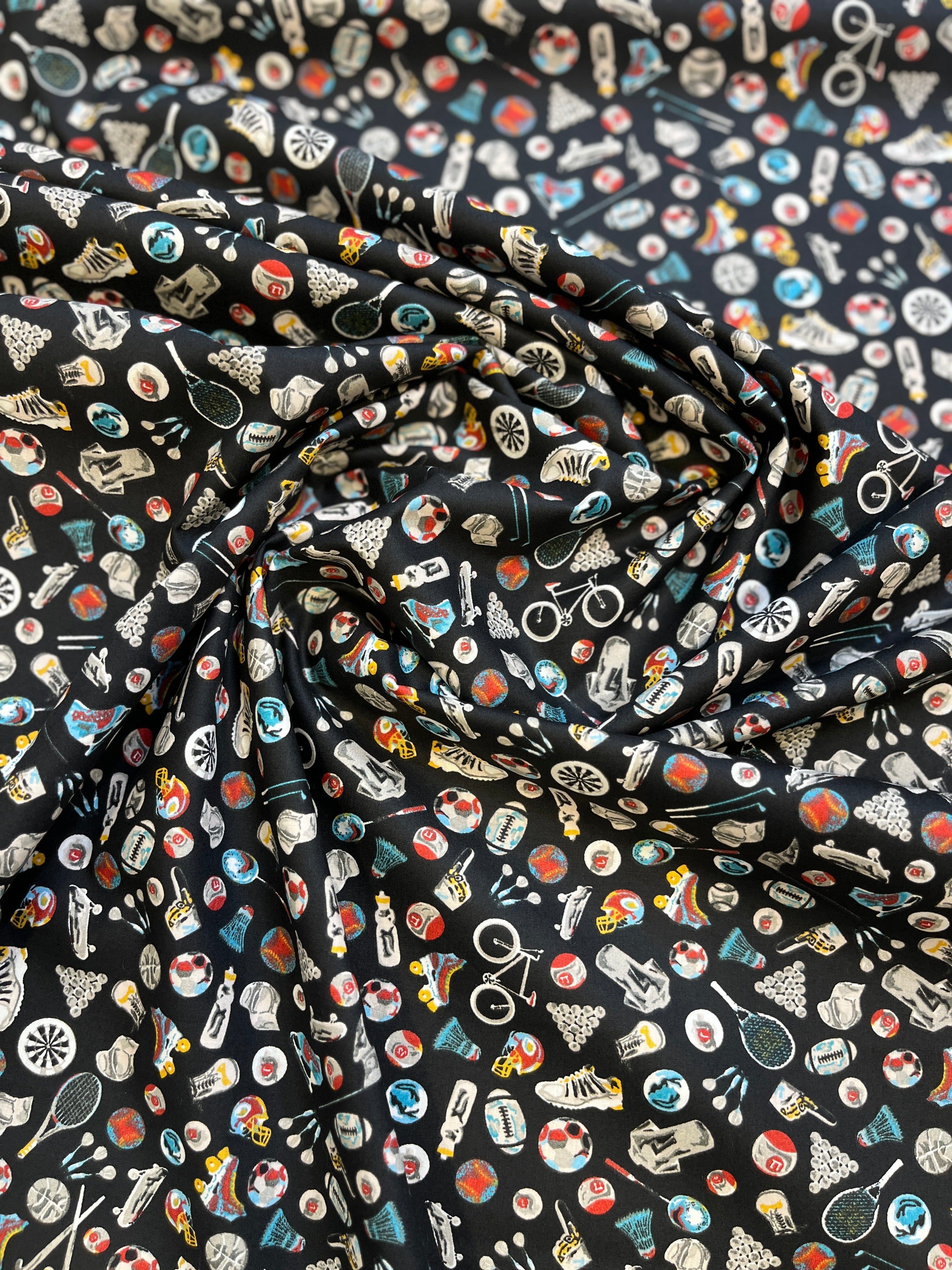 100% Giza Cotton Black Printed Shirting Fabric