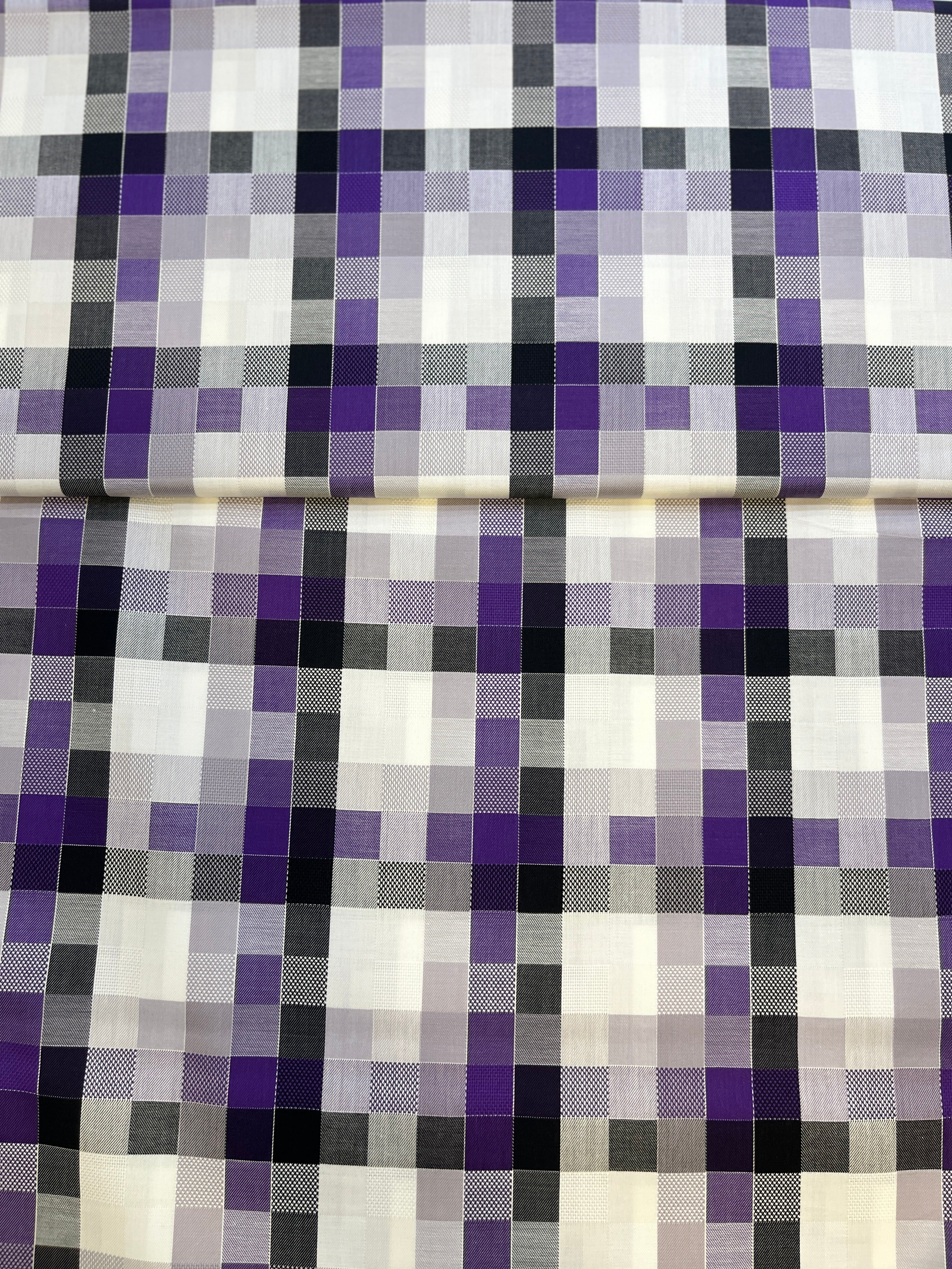 100% Giza Cotton Purple & Black Check Fabric