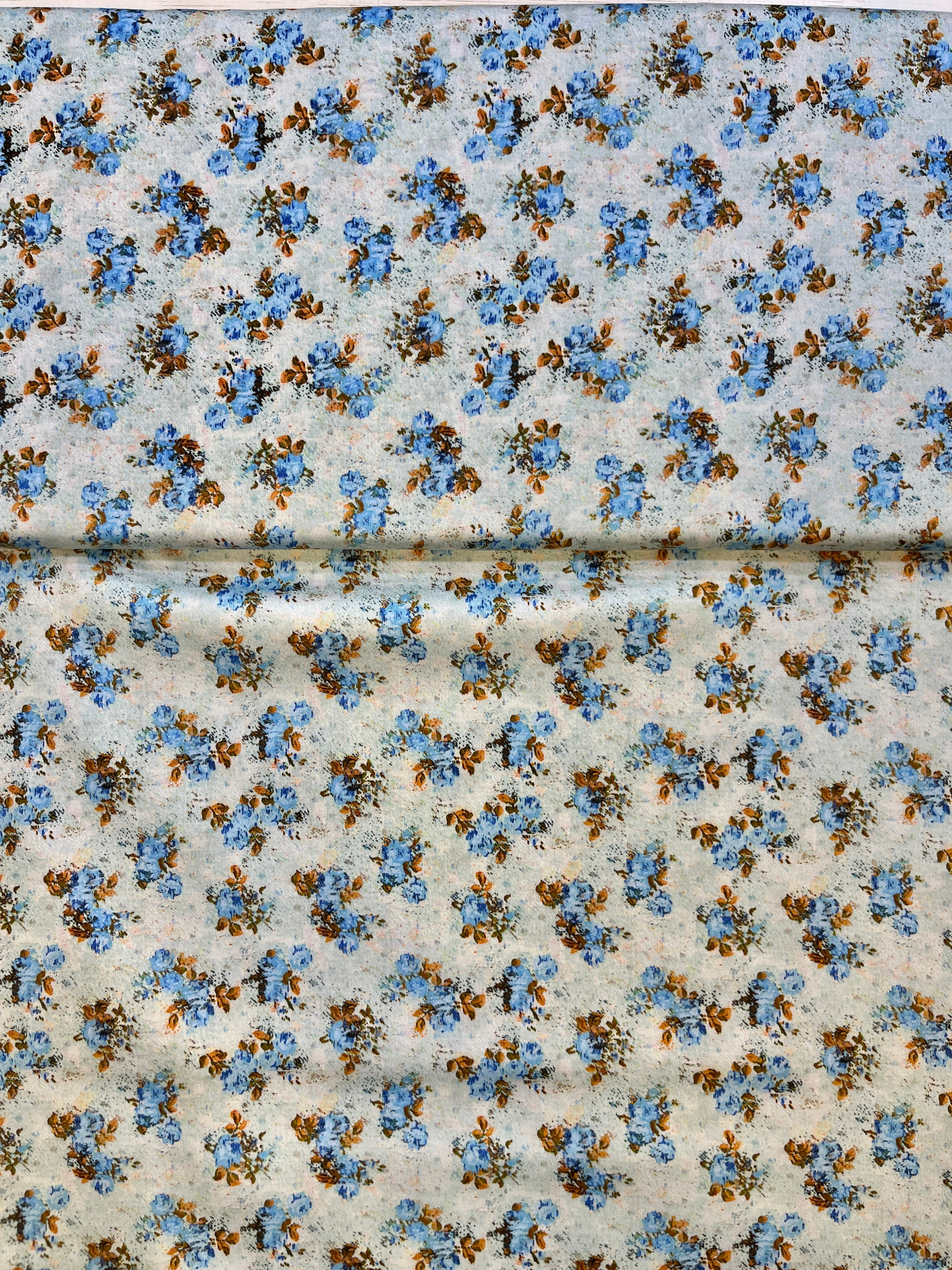 100% Giza Cotton Royal Blue Floral Printed Shirting Fabric