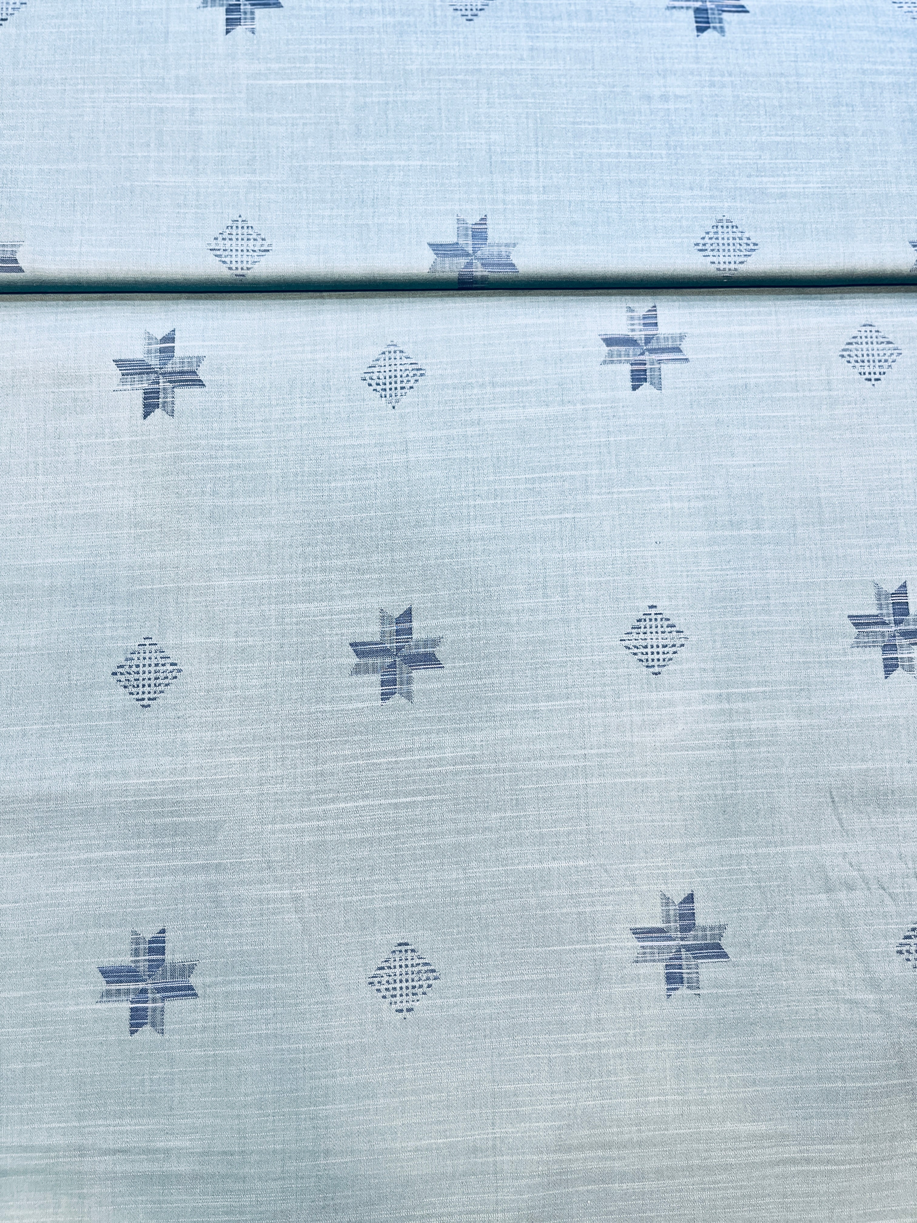 100% Giza Cotton Light Blue Floral Printed Shirting Fabric
