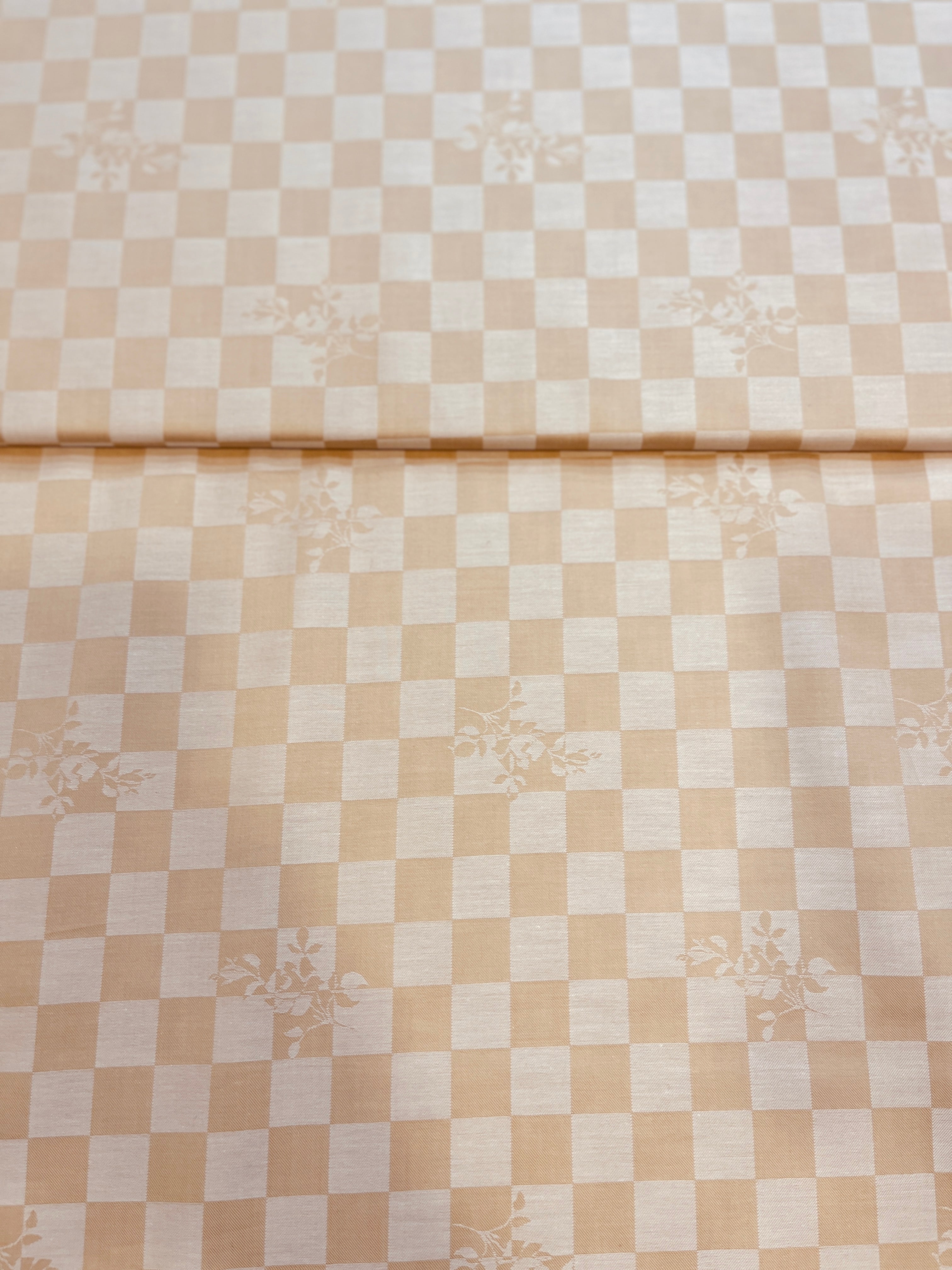 100% Giza Cotton Beige Printed Shirting Fabric