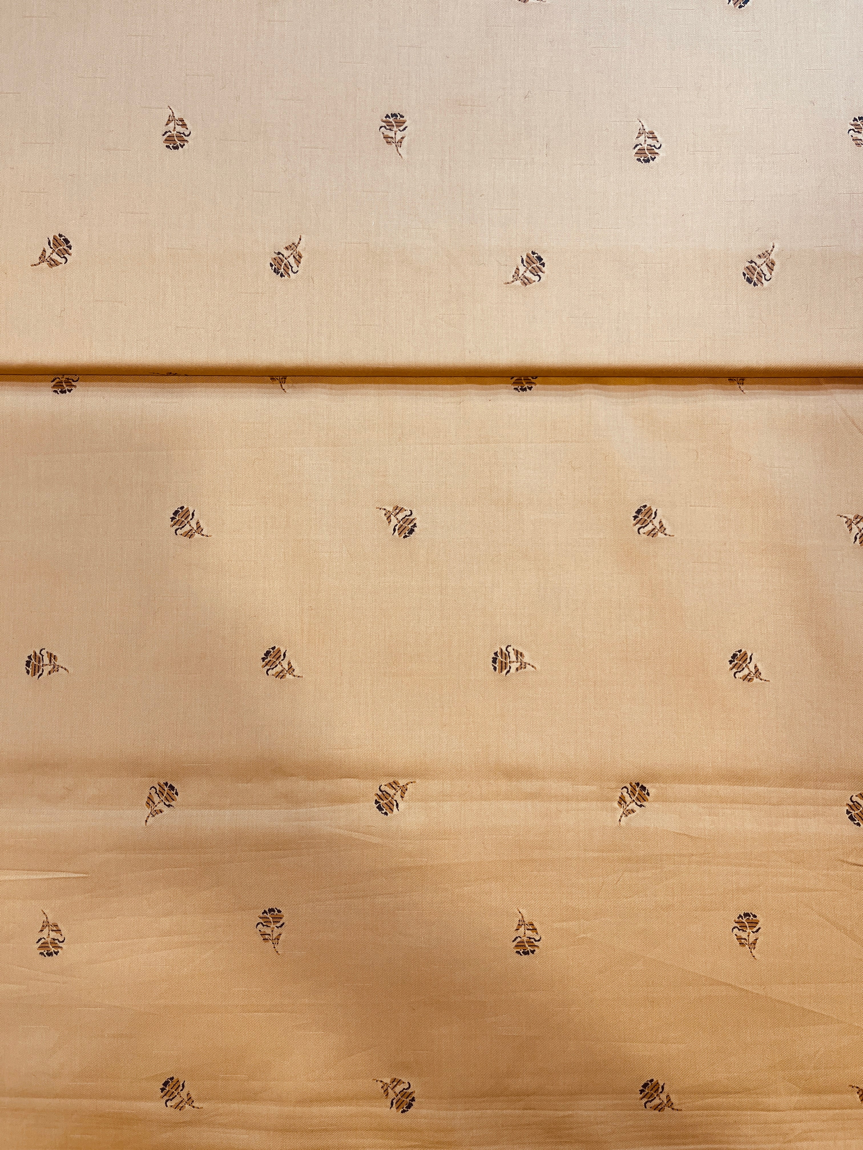 100% Giza Cotton Beige Floral Printed Shirting Fabric