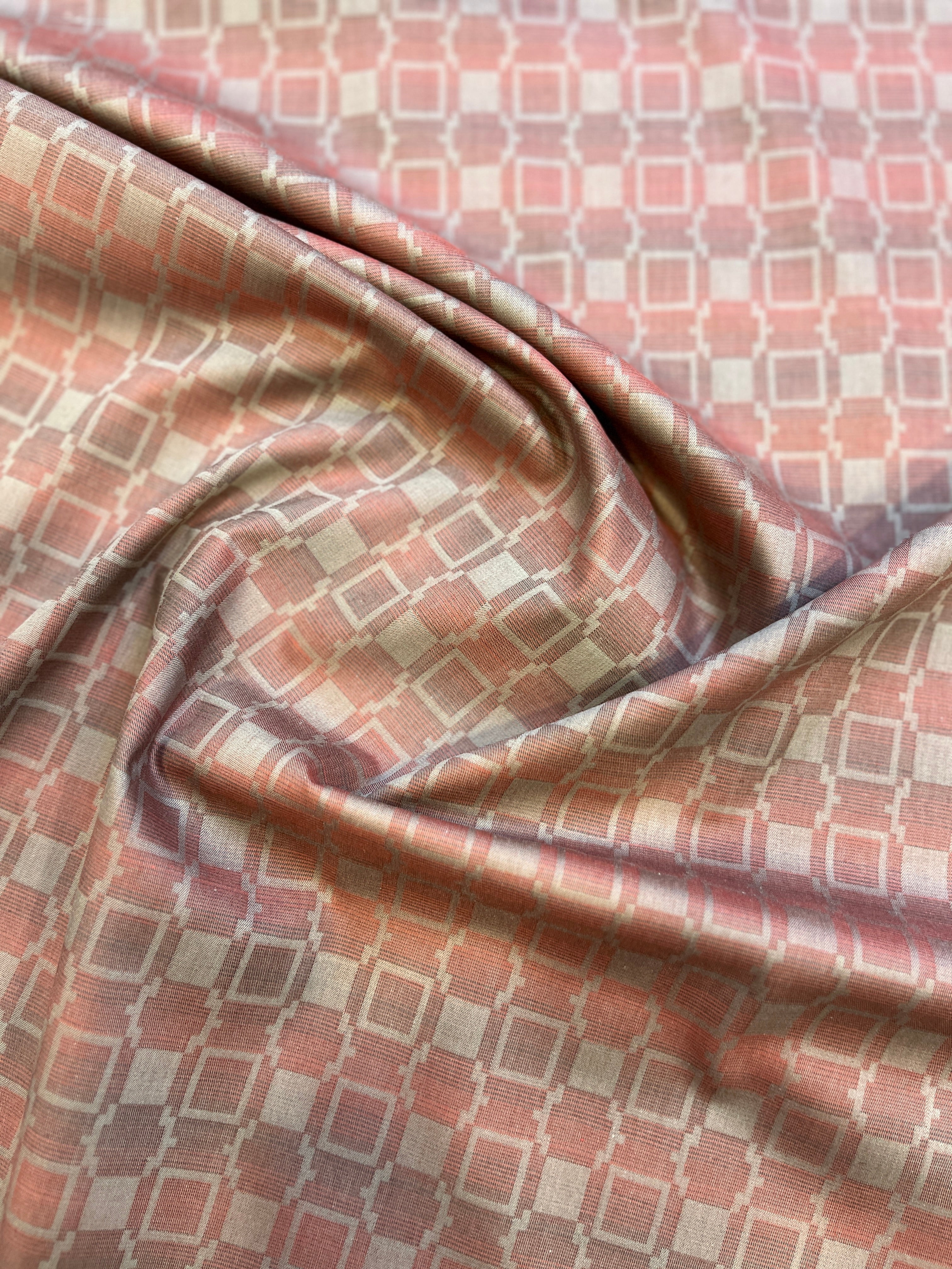 100% Giza Cotton Lavender and Gold Printed Shirting Fabric