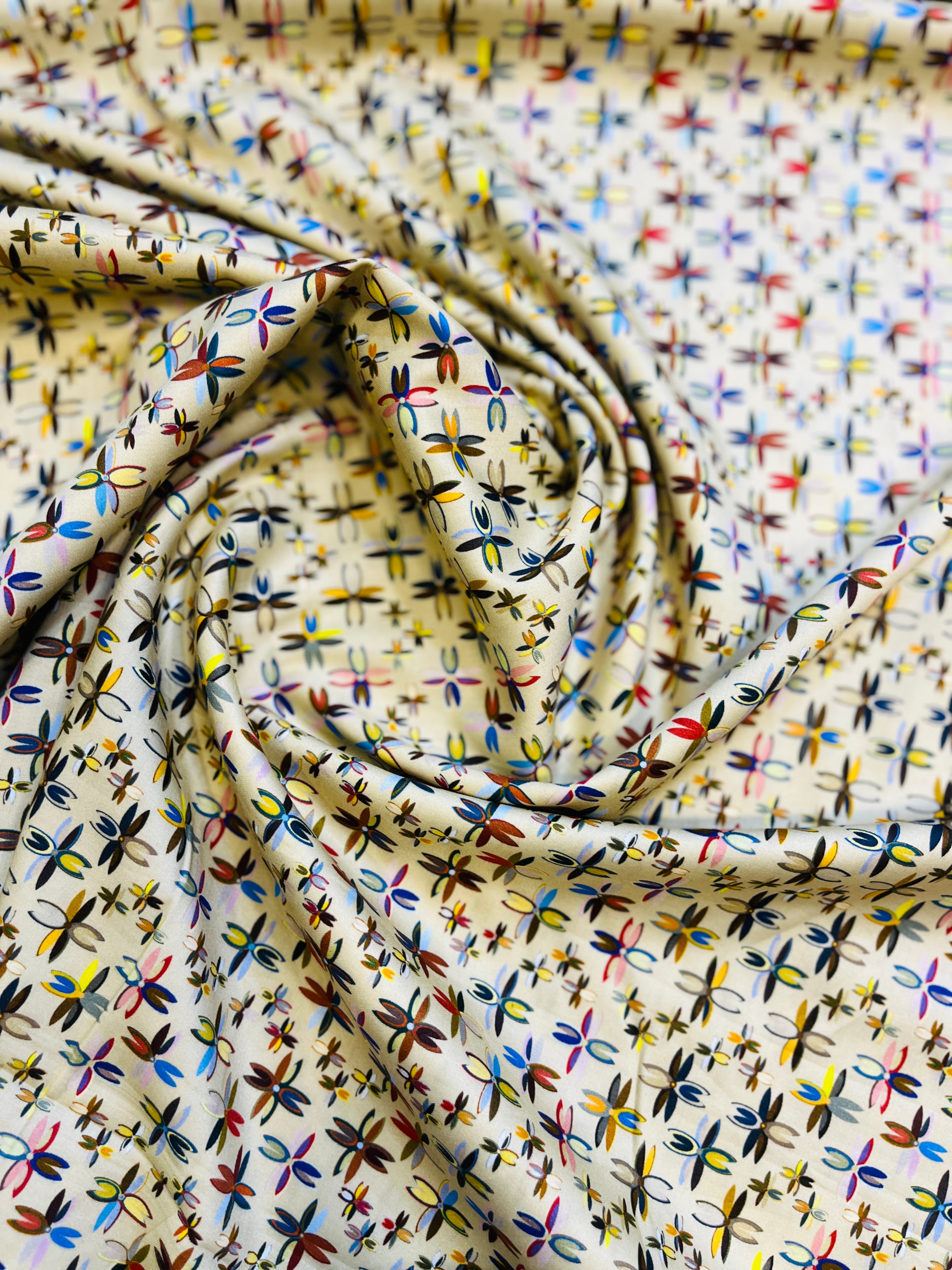 100% Giza Cotton Multicolored Printed Shirting Fabric