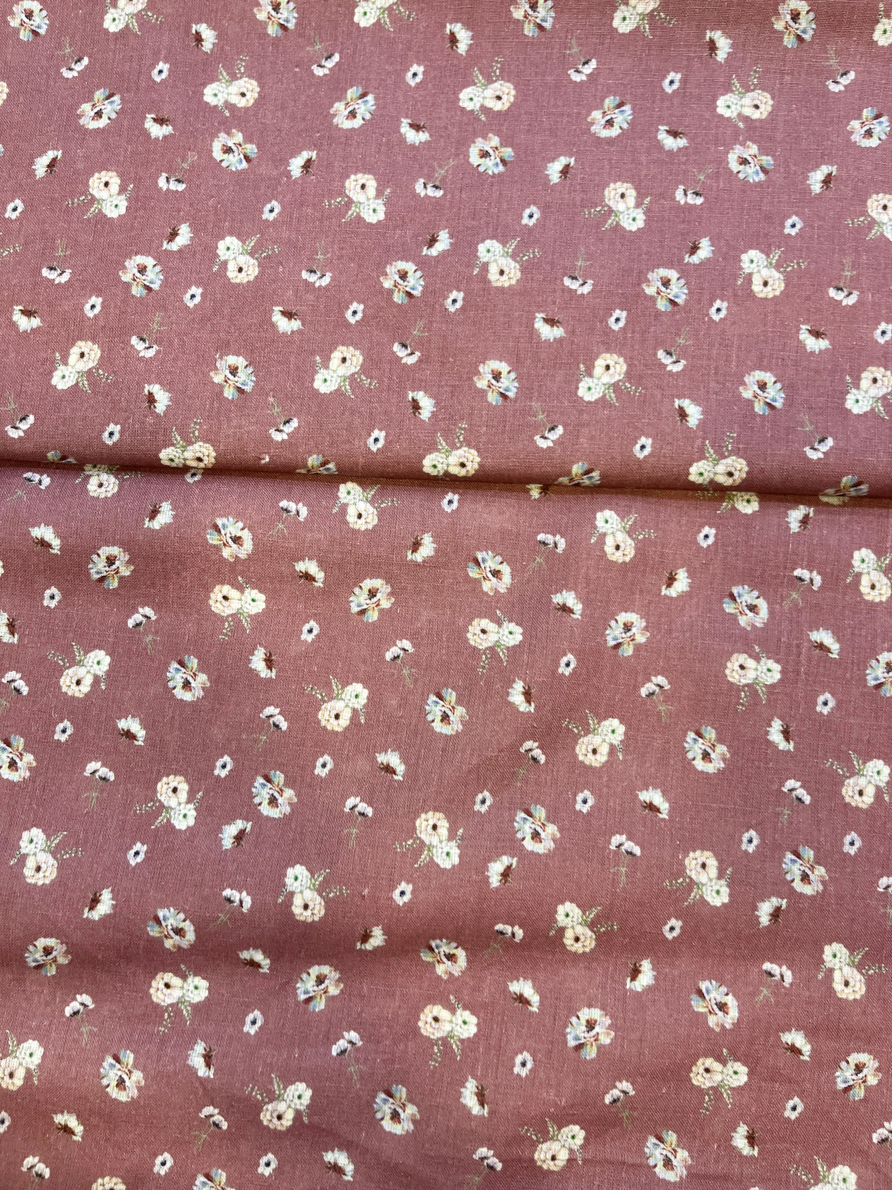 100% Giza Cotton Dark Rose Brown Printed Shirting Fabric