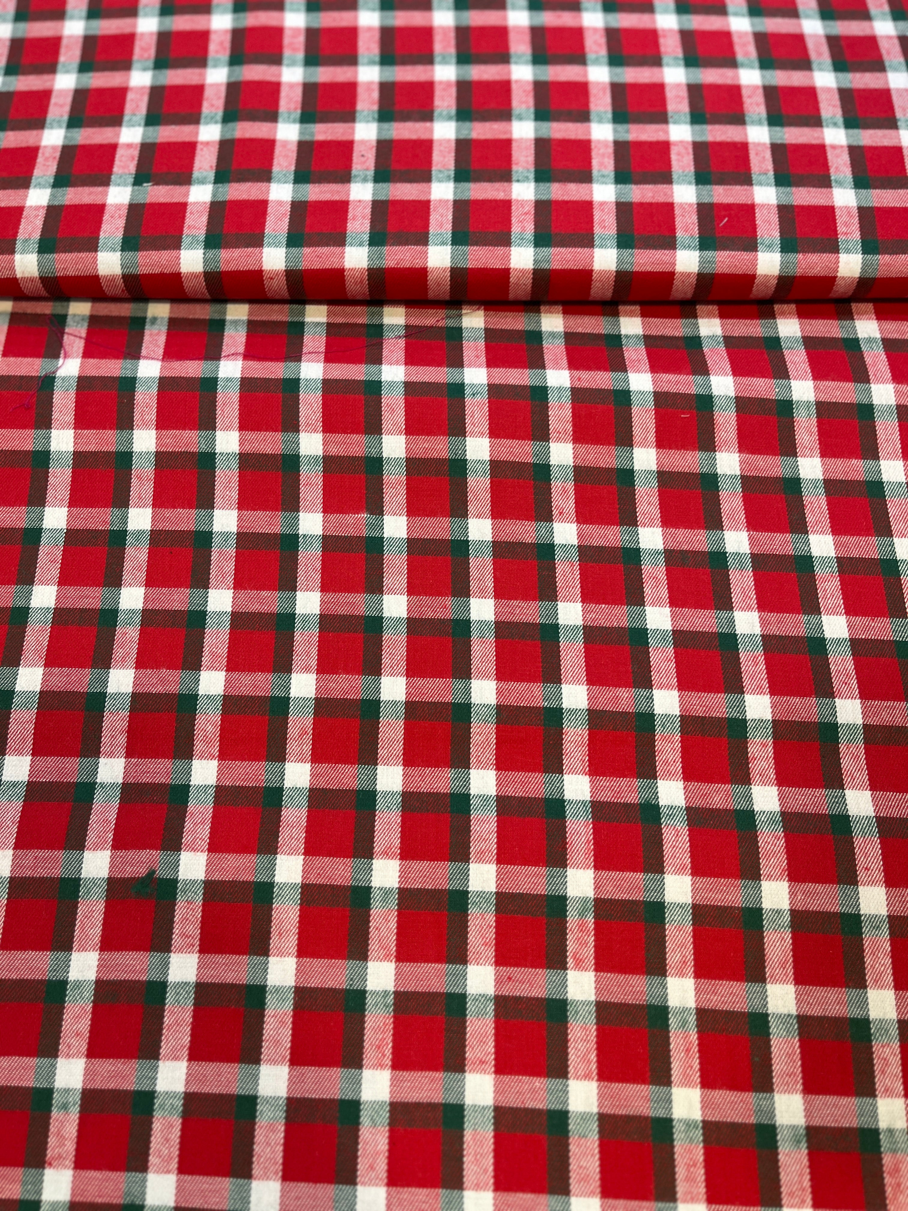 100% Giza Cotton Red Checked Shirt Fabric