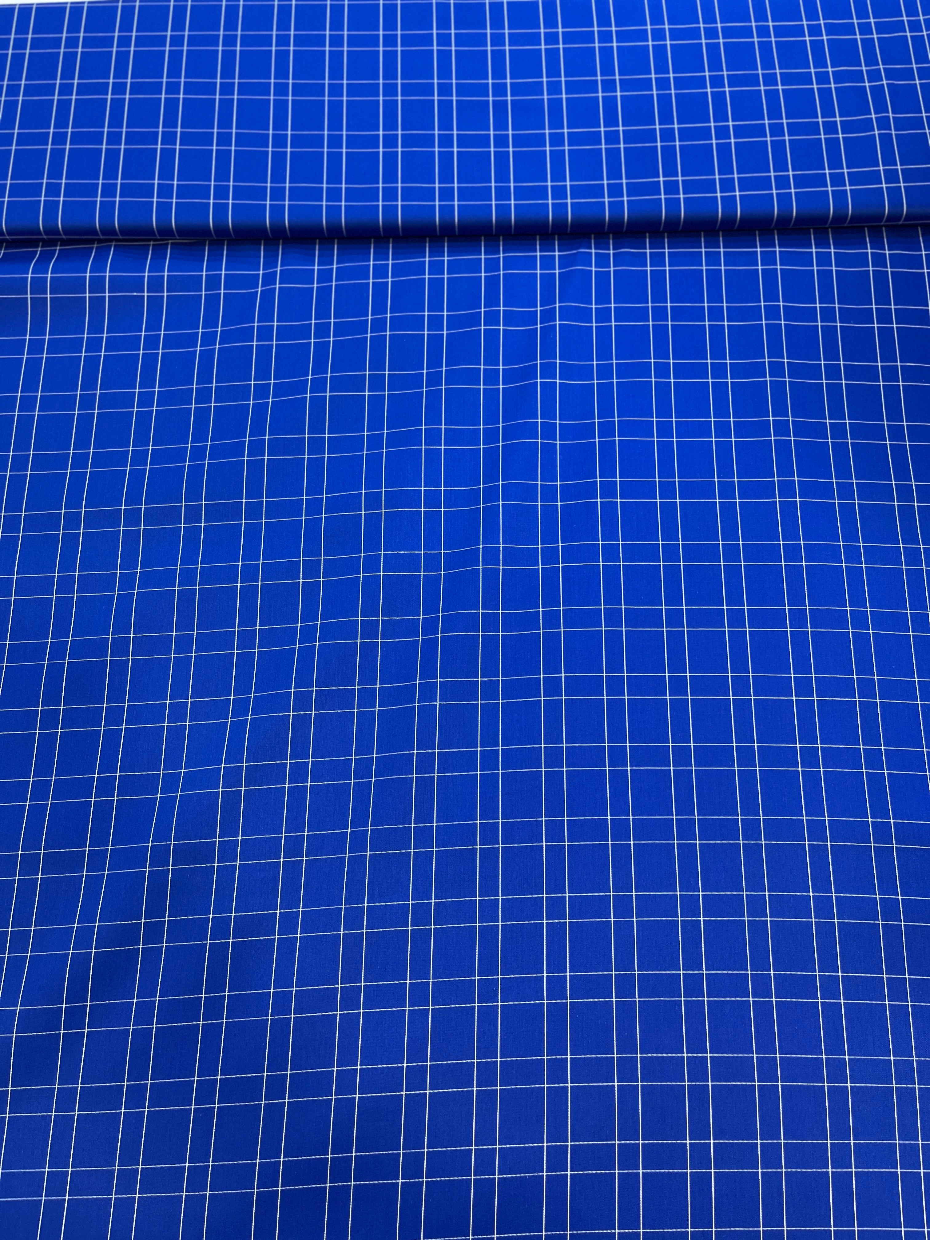 100% Giza Cotton Blue Rich Checked Shirt Fabric