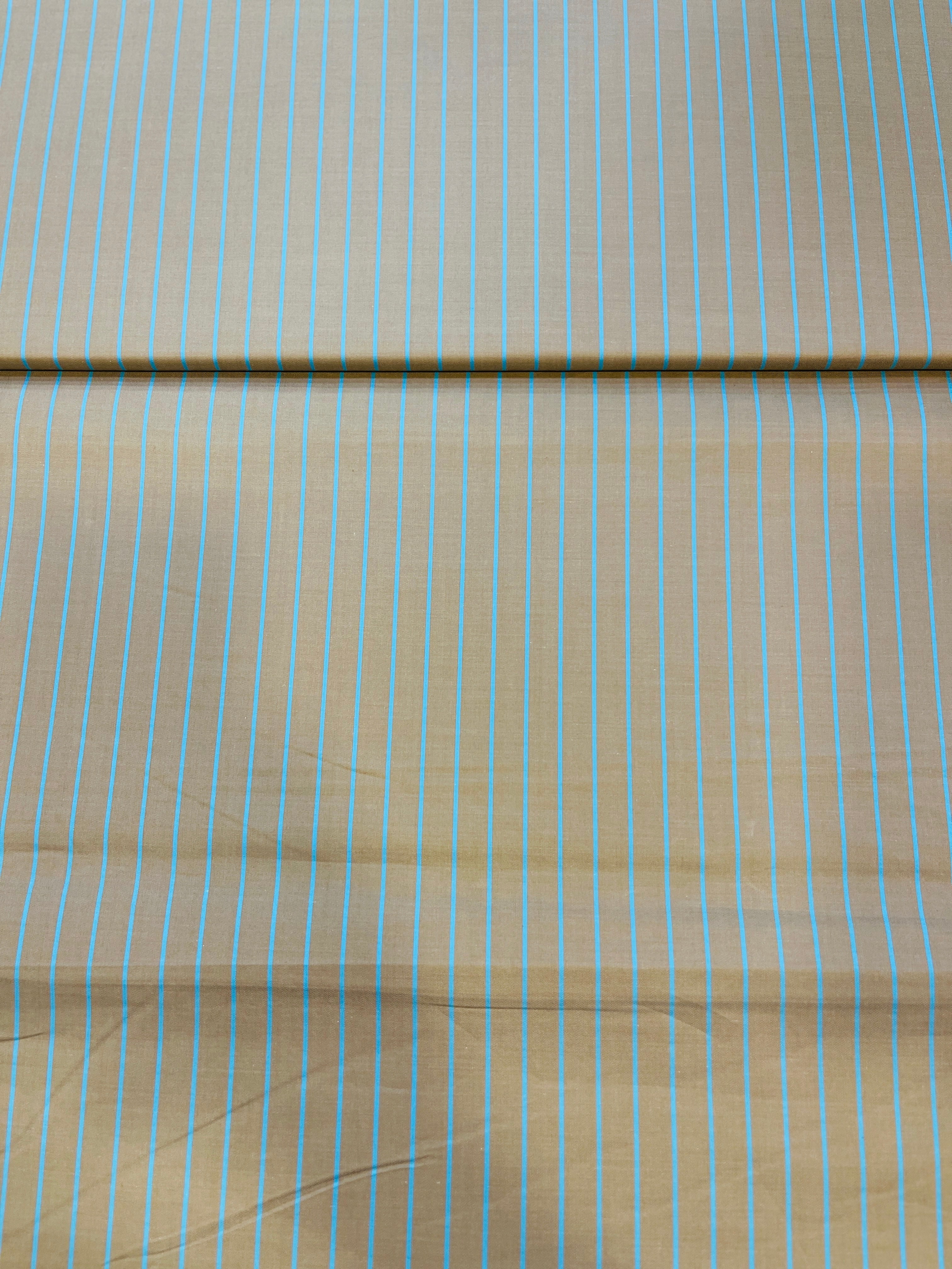 Grey 100% Giza Cotton Striped Shirt Fabric