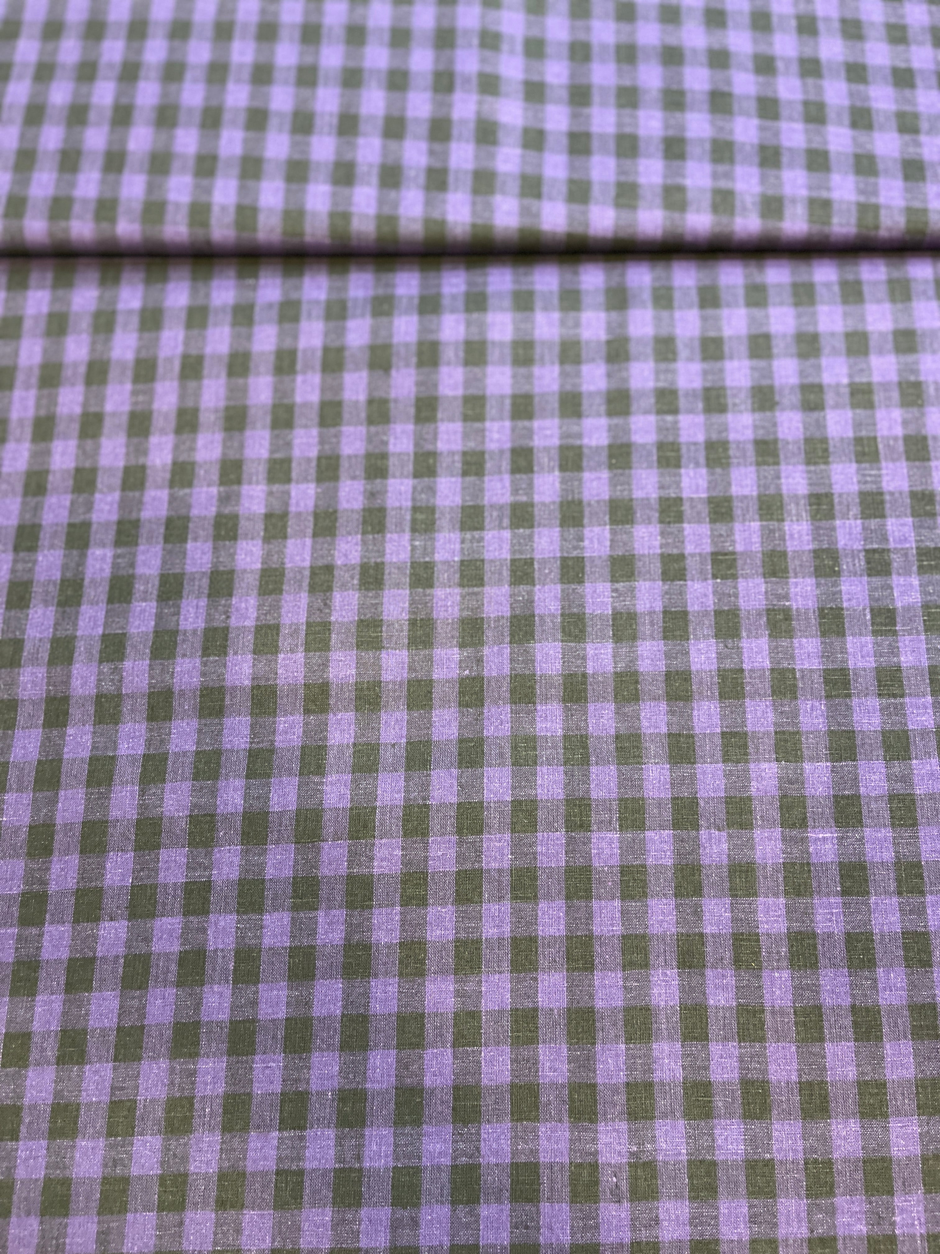 Light Blue 100% Giza Cotton Blend Small Check Fabric