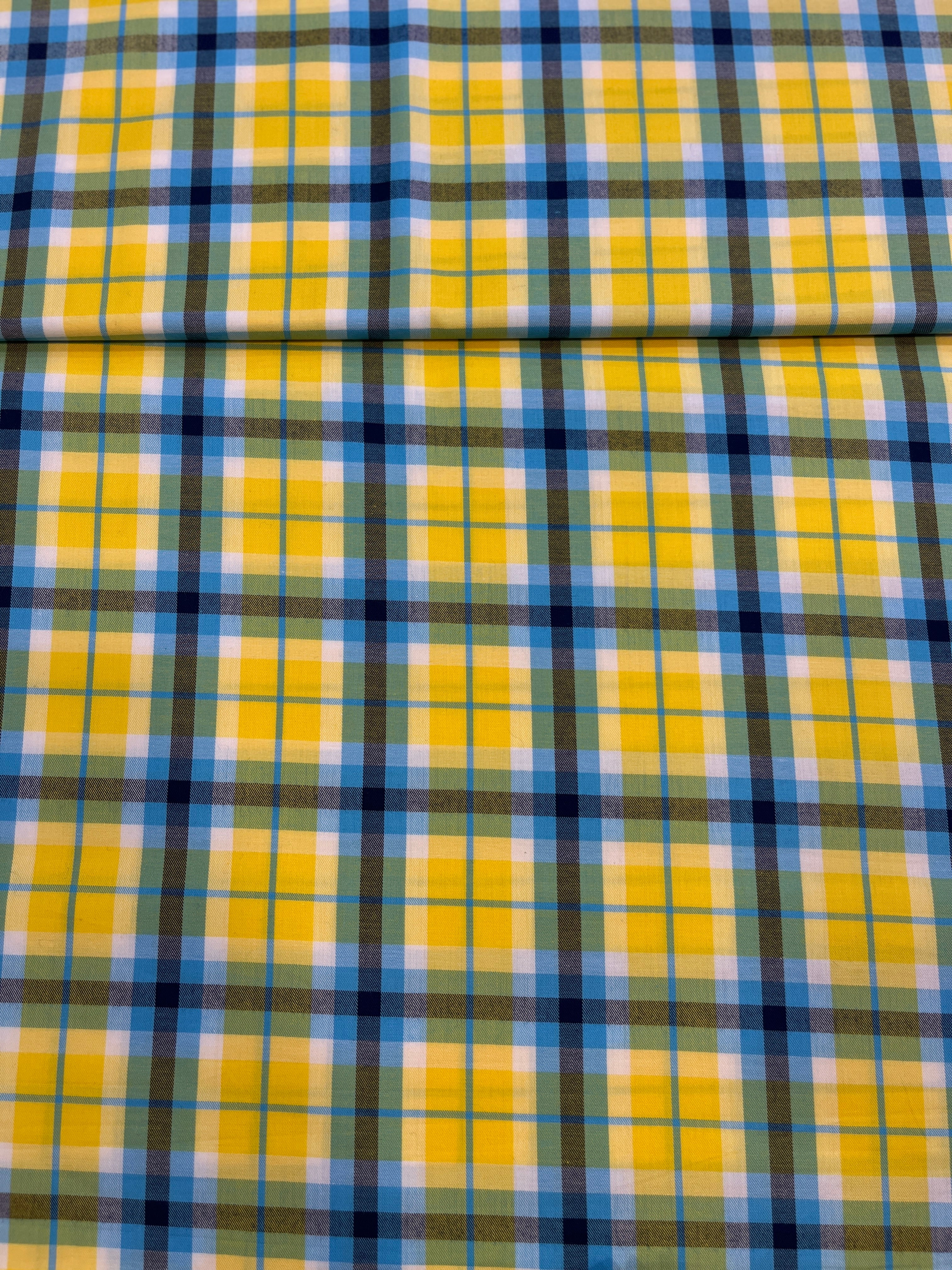 Yellow 100% Giza Cotton Checked Shirt