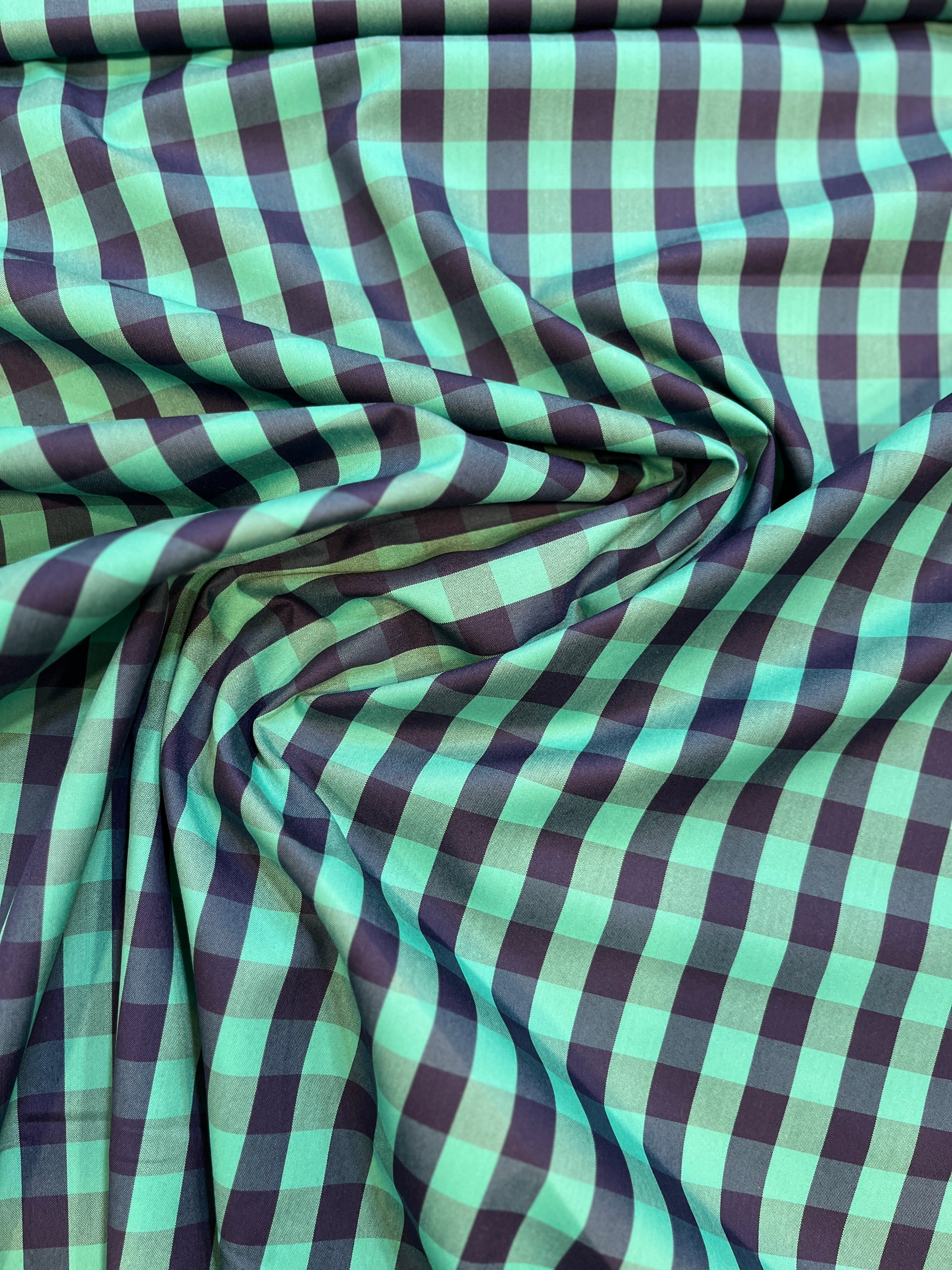 100% Giza Cotton Checked Shirt (Rusty Grey/Green)