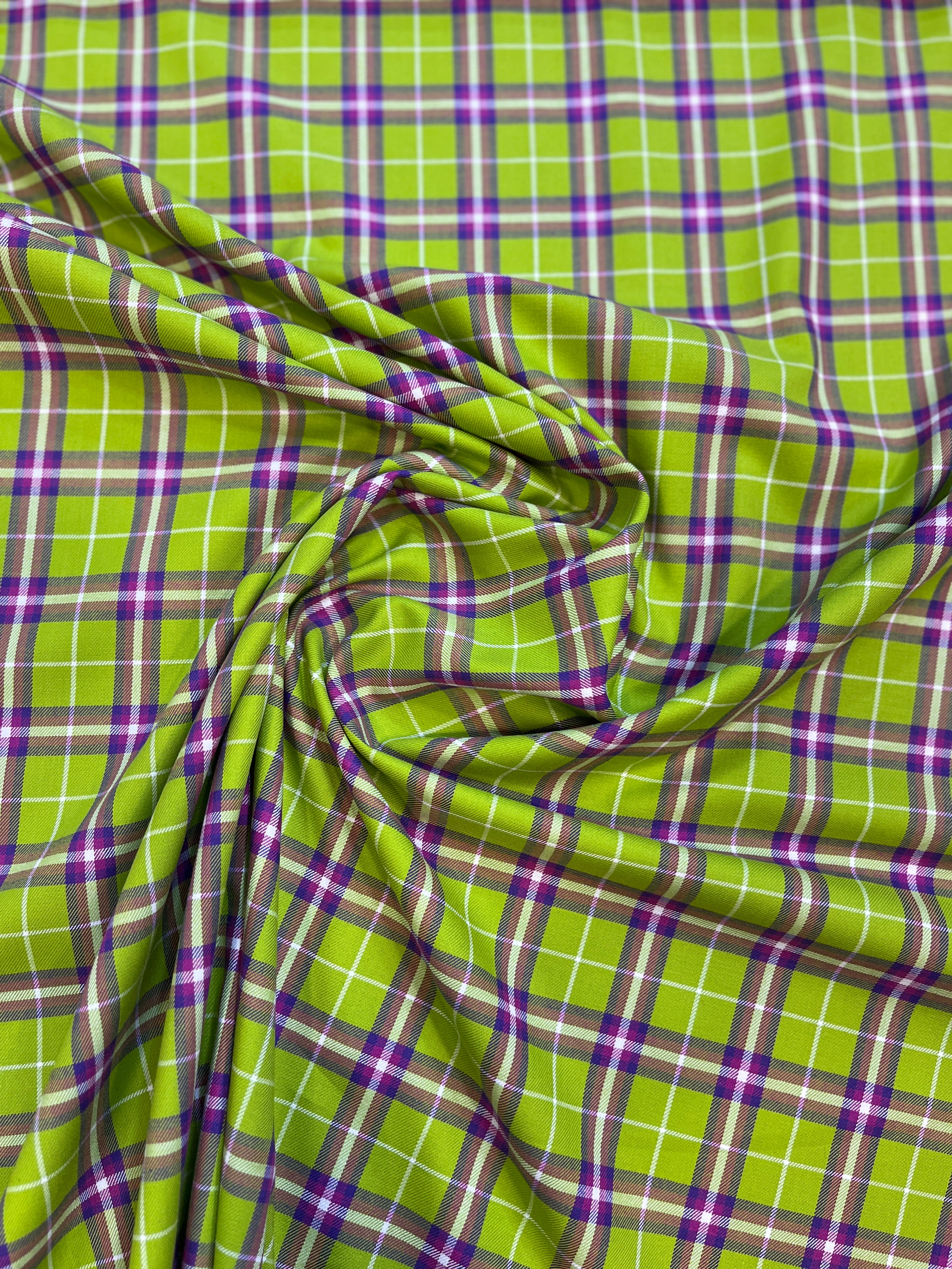 Parrot Green 100% Giza Cotton Checked Shirt