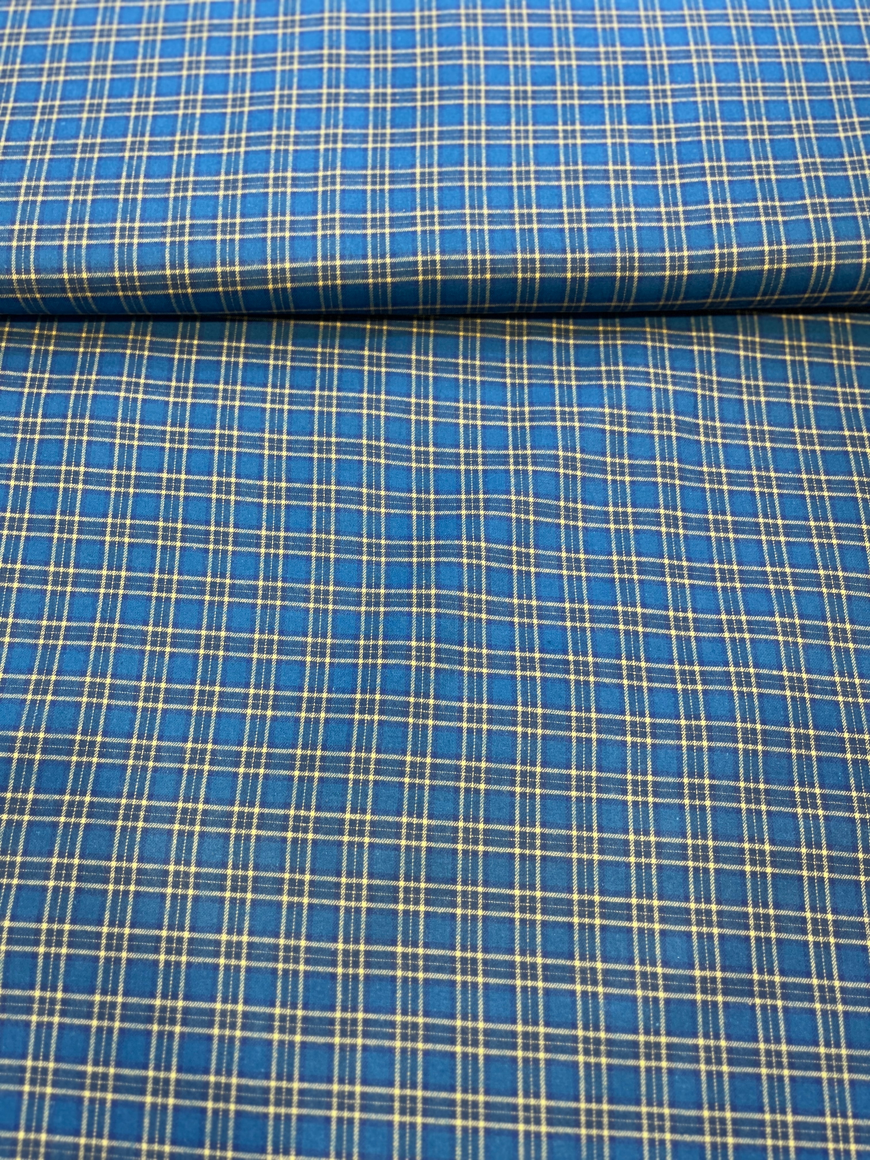 Blue 100% Giza Cotton Checked Shirt