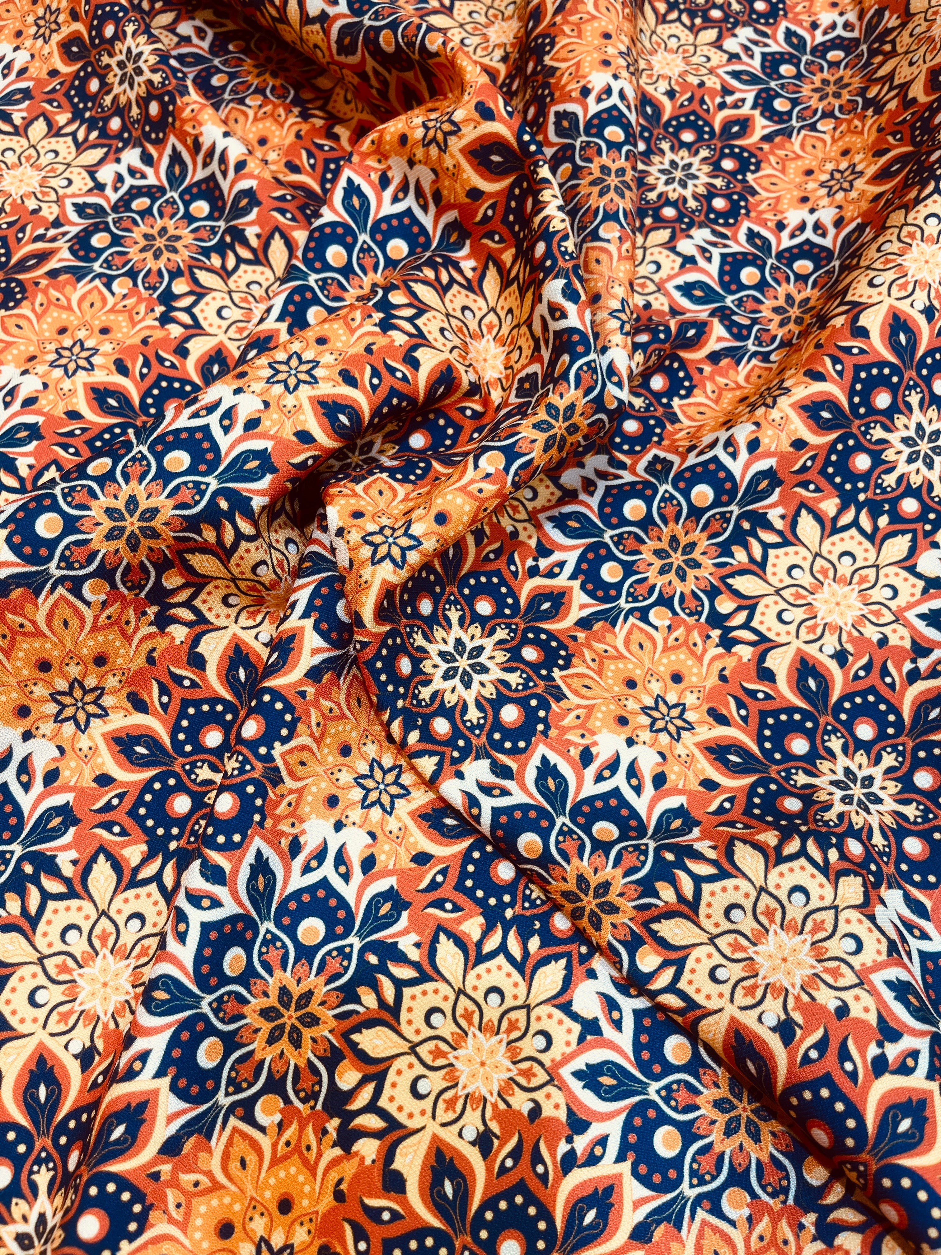 Printed Orange jacket with  Silk Kurta and Pajama Set
