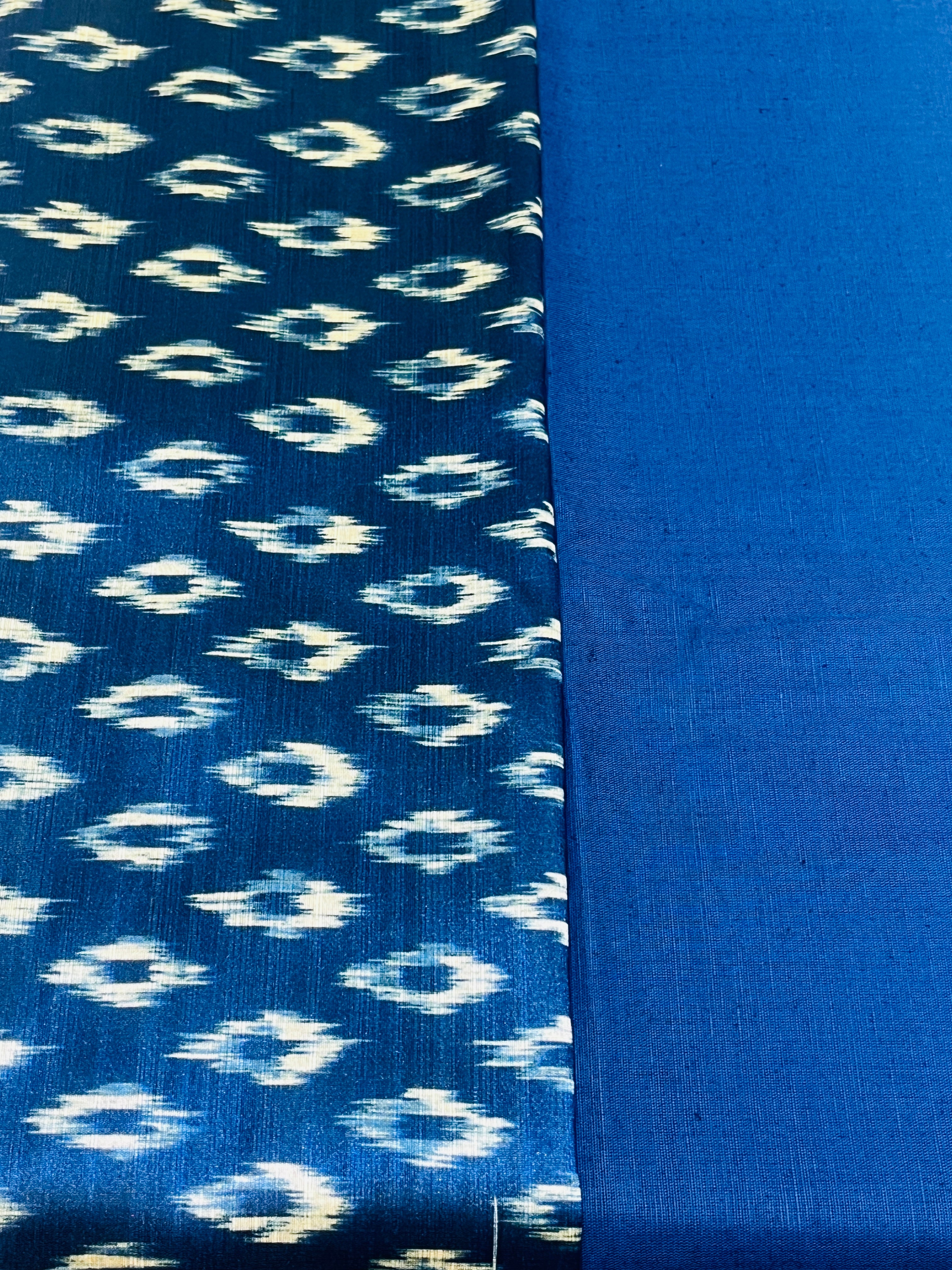 Royal Blue Printed Silk Kurta Set