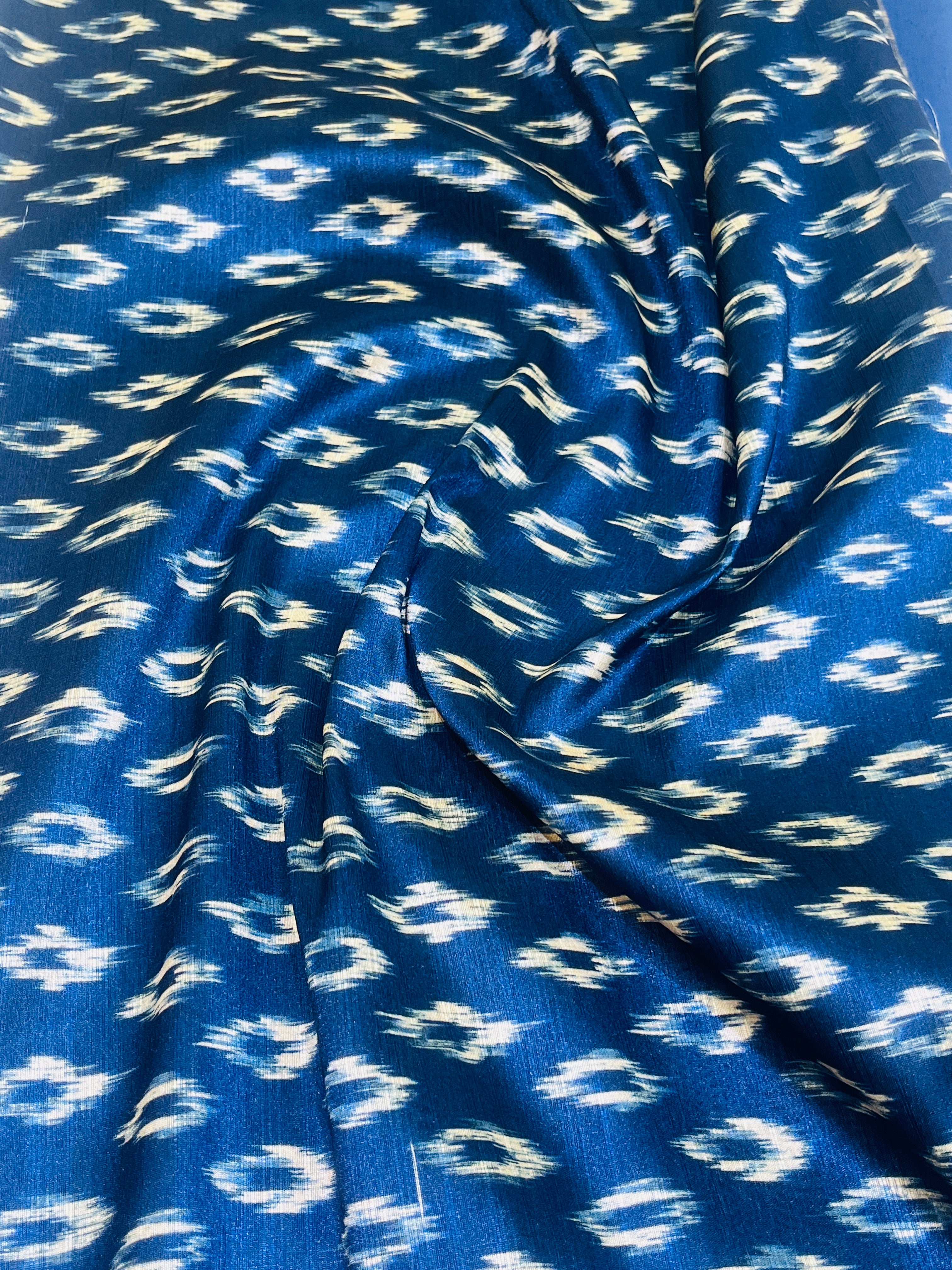 Royal Blue Printed Silk Kurta Set