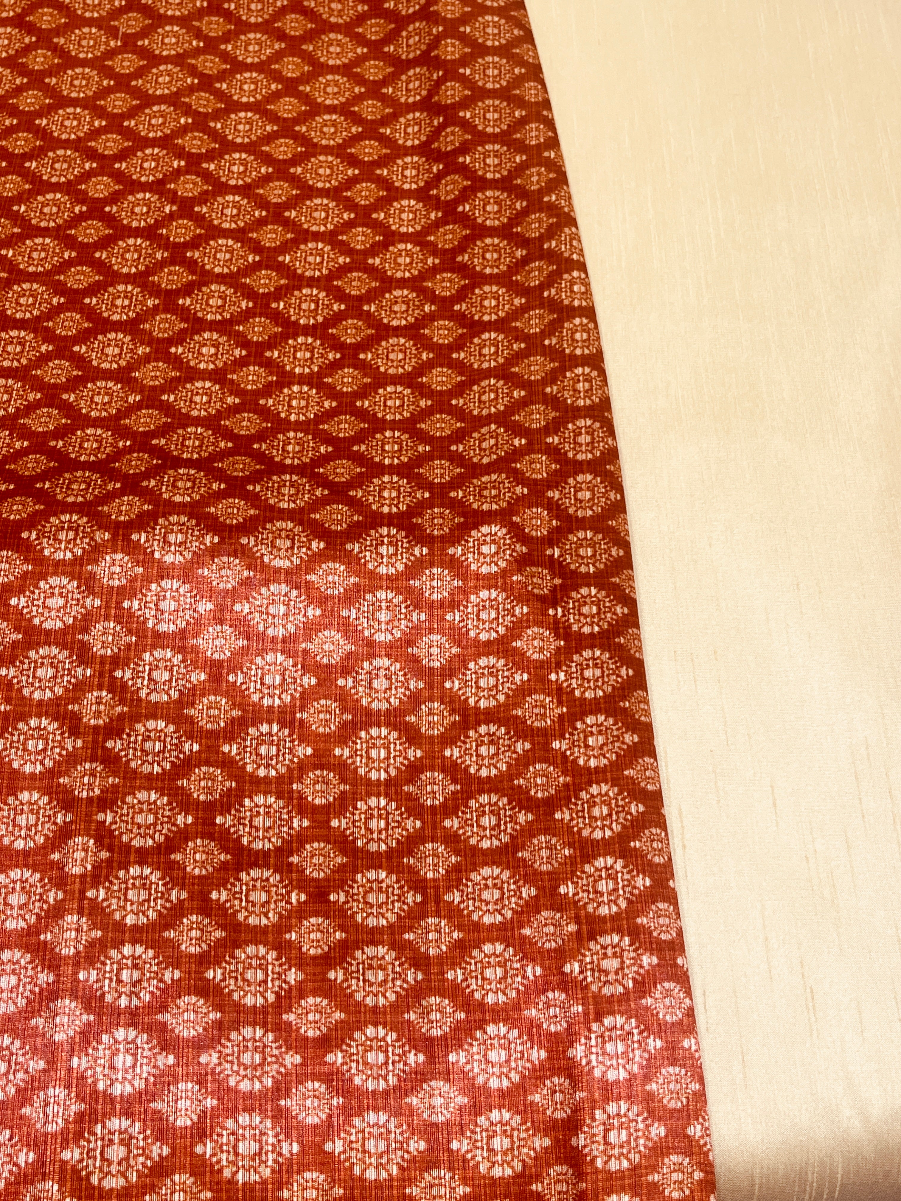 silk orange printed kurta set