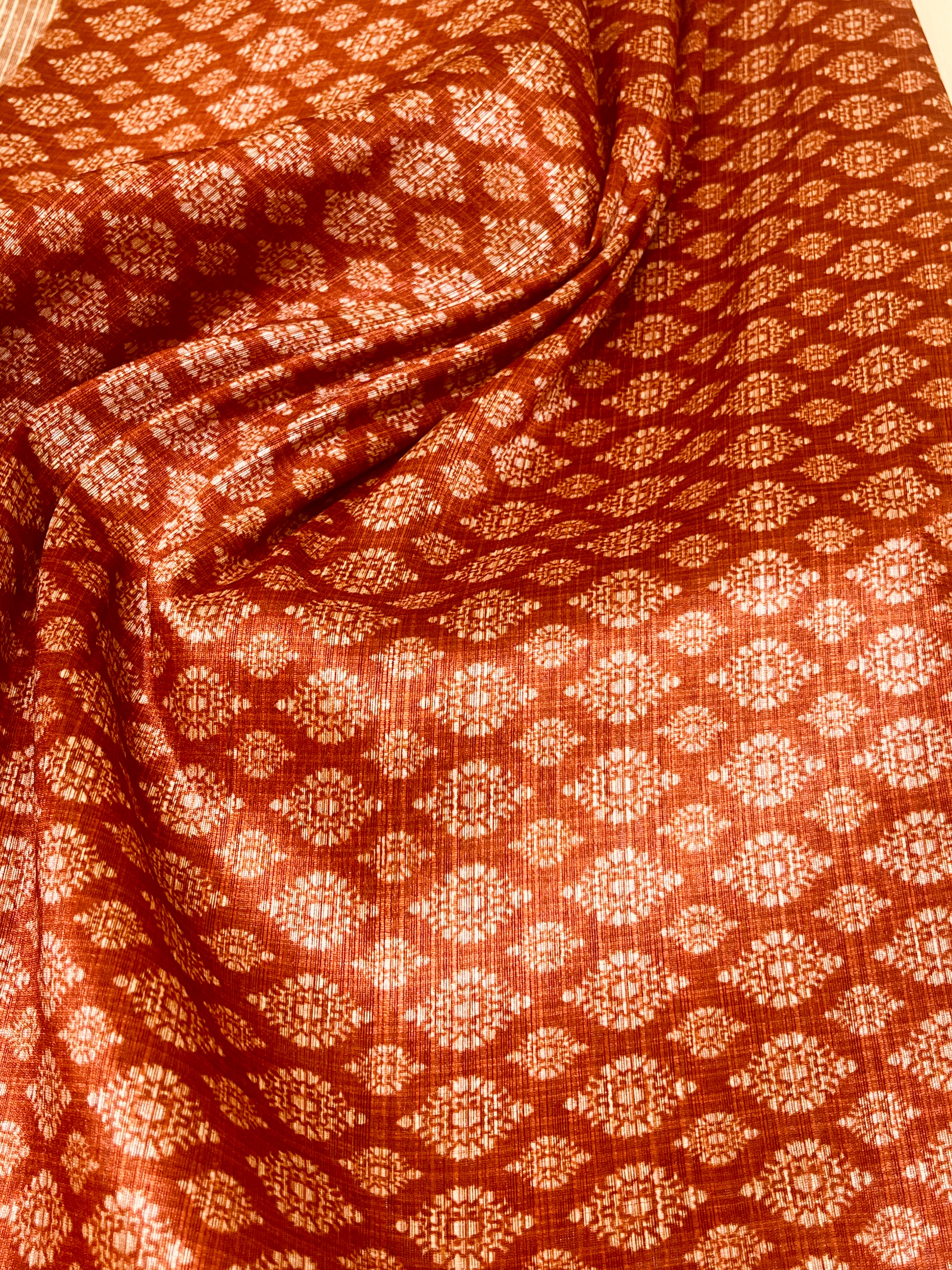 silk orange printed kurta set