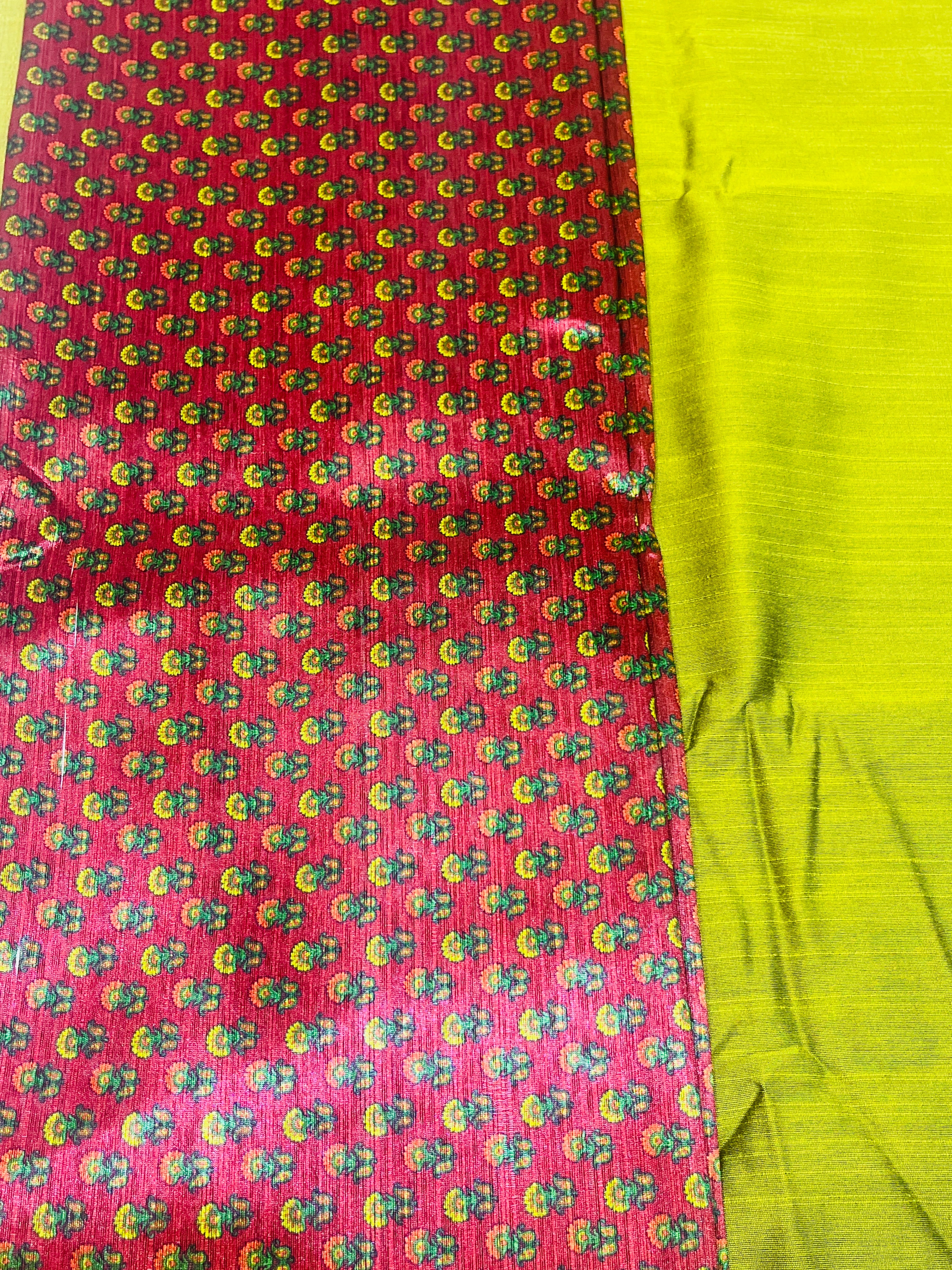 Pink Floral silk kurta  Set