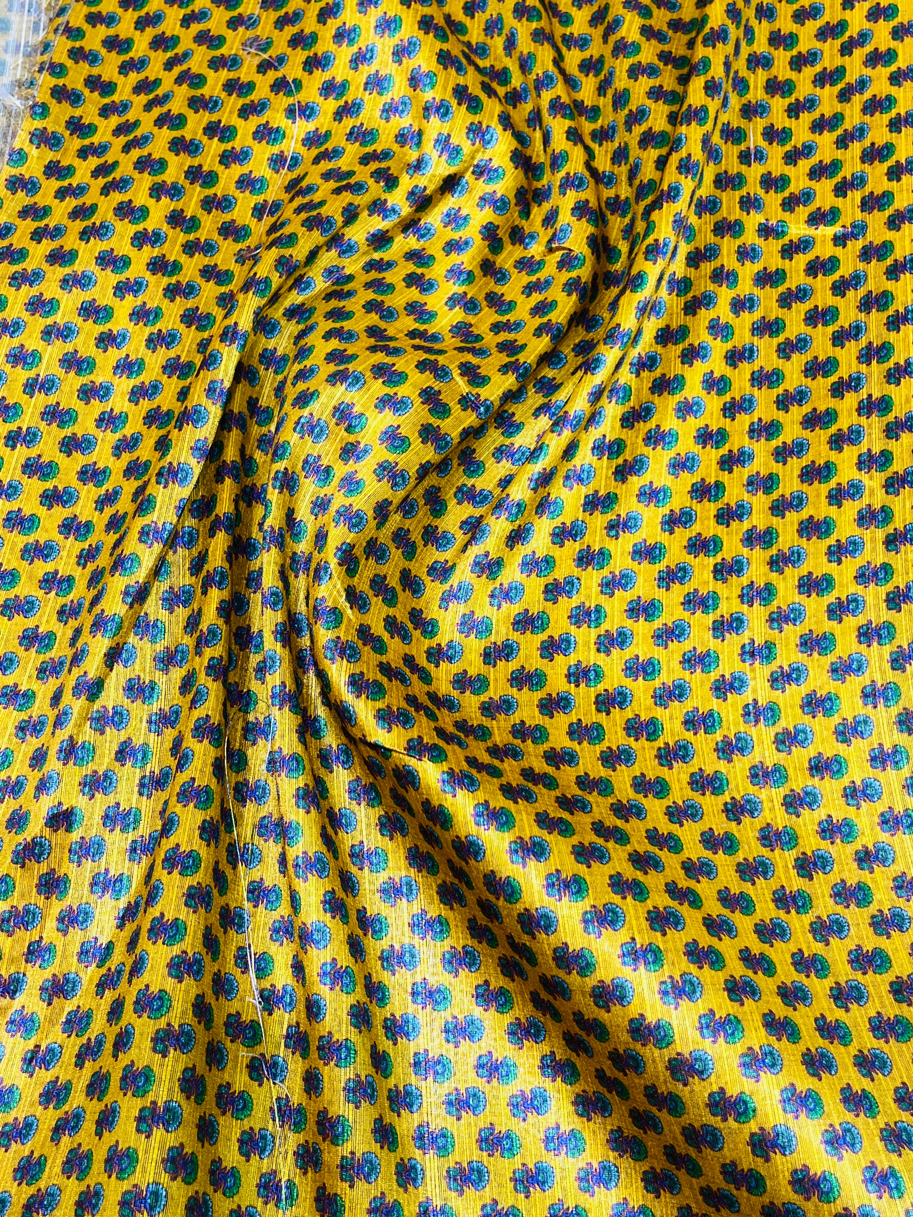 Yellow Silk Printed Kurta Set