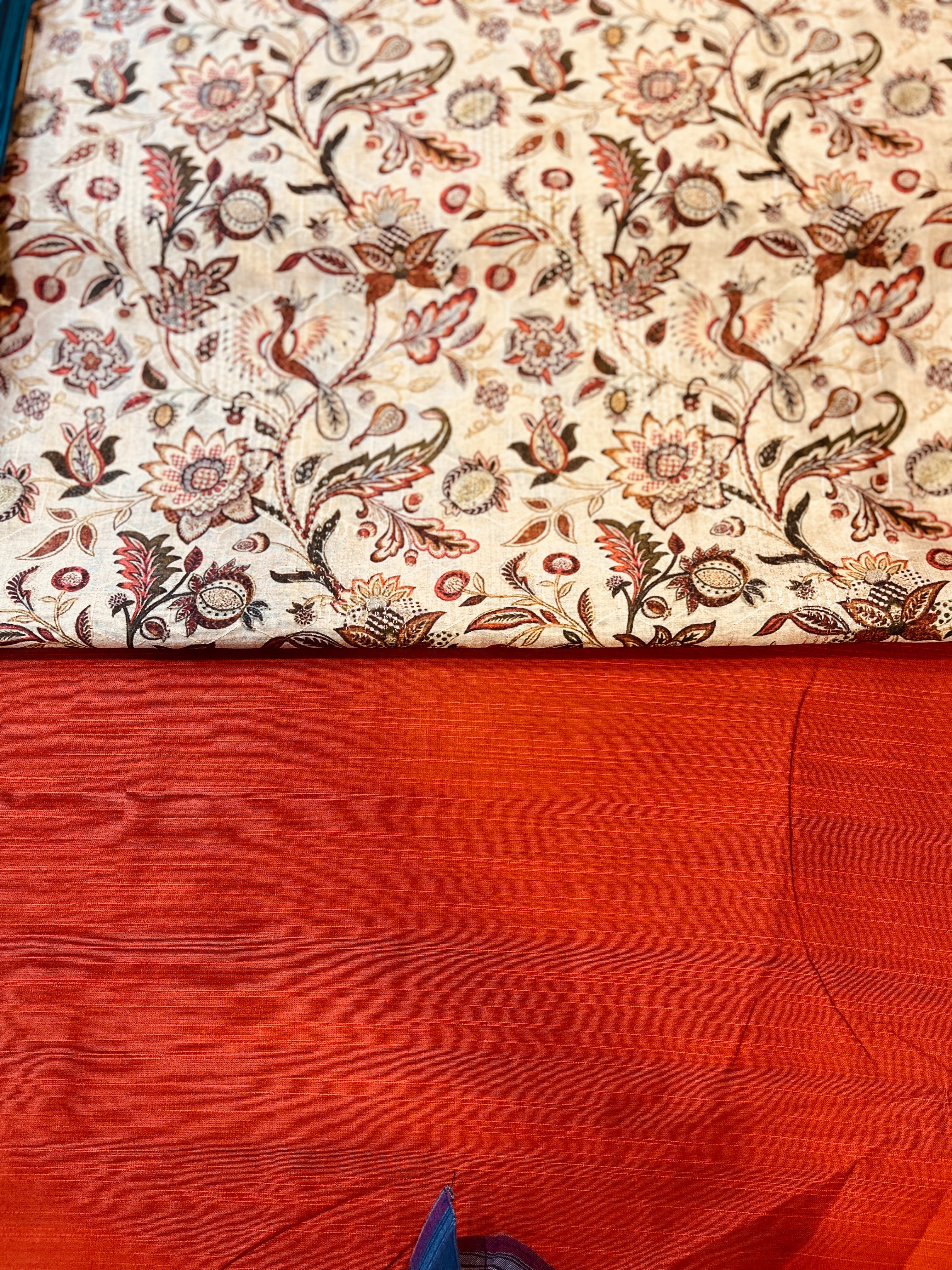 Ivory Beige Printed jacket with  Silk Kurta and Pajama Set