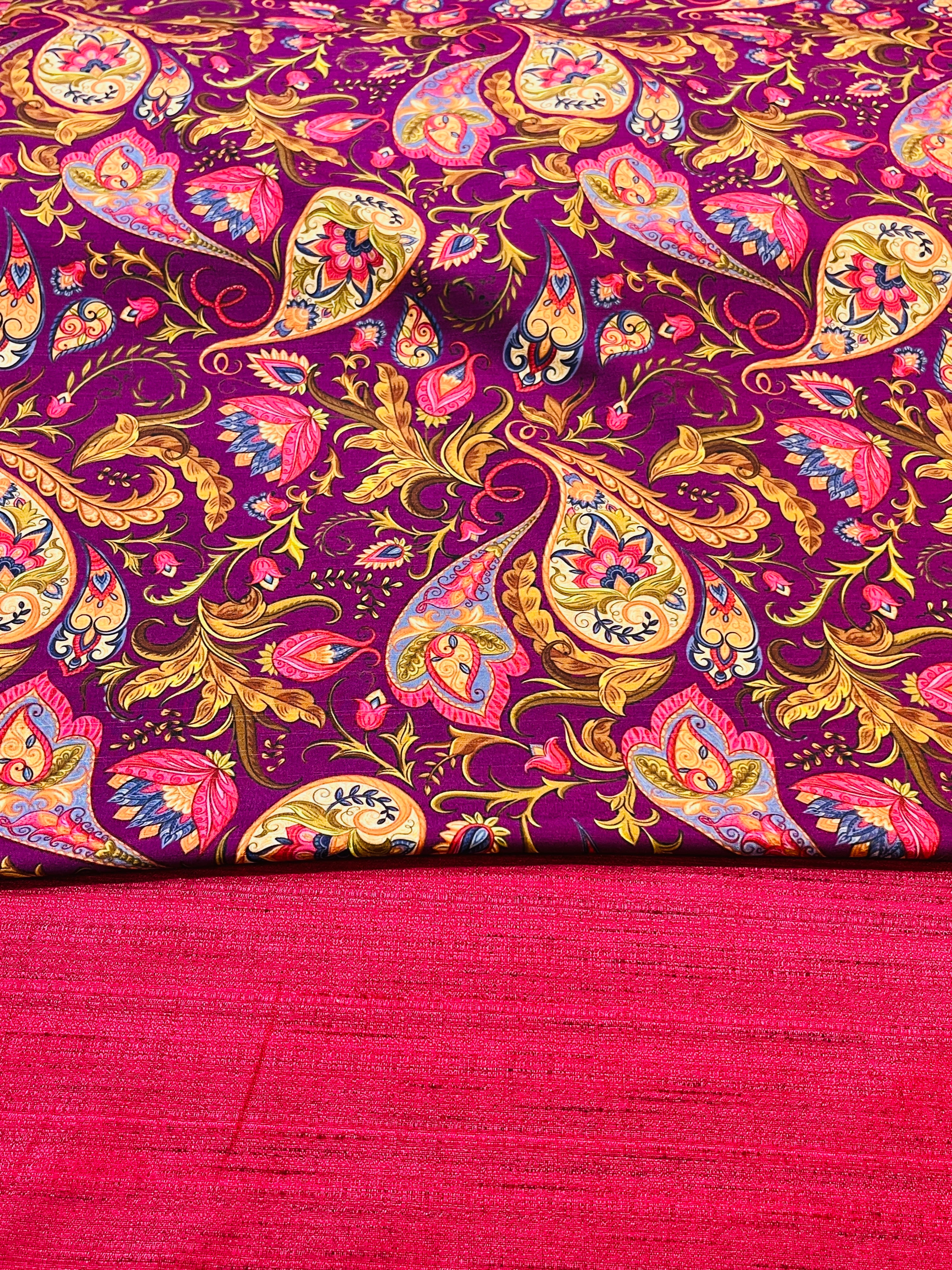 Purple Floral Printed jacket & Silk Kurta and Pajama Set