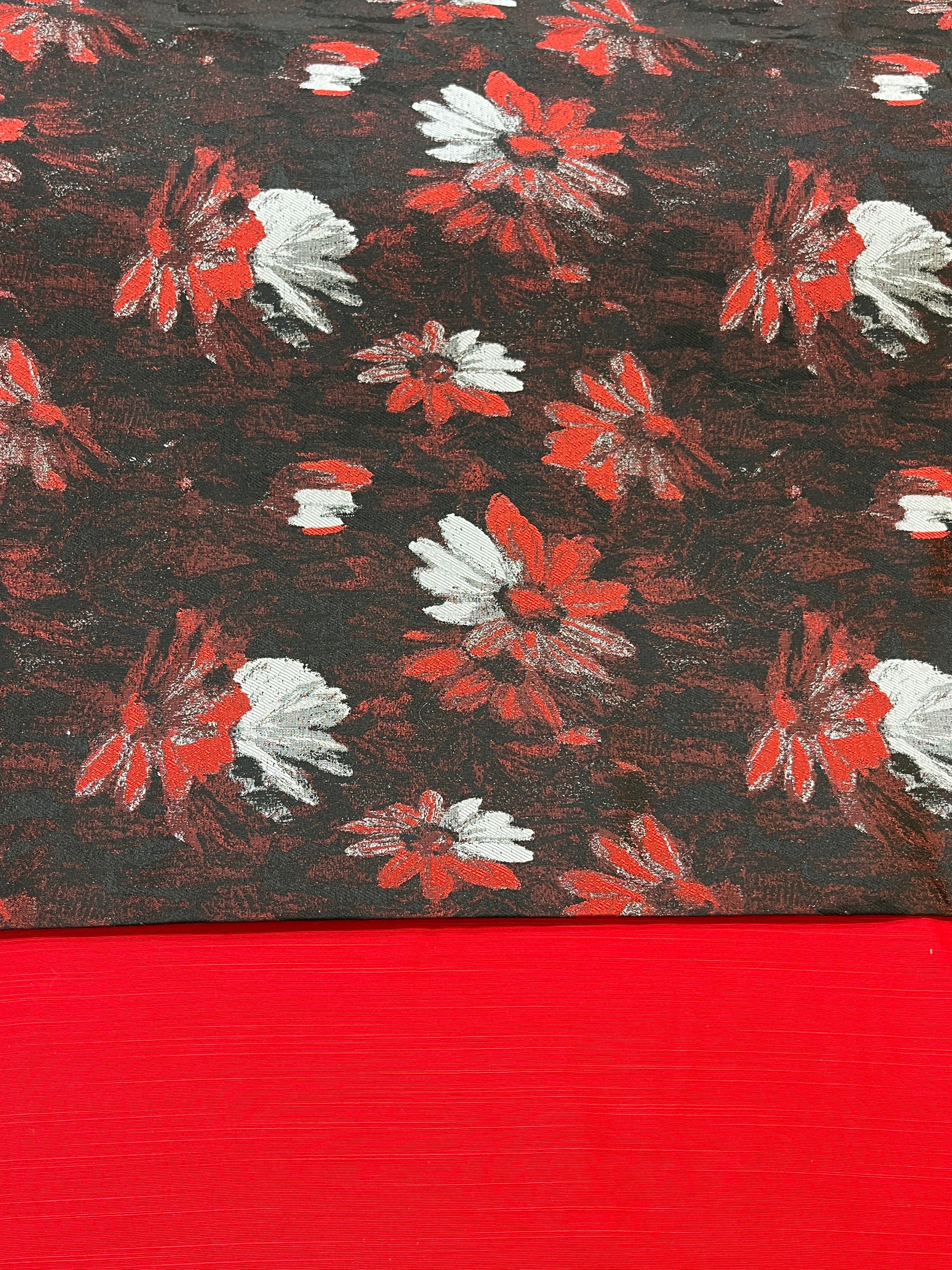 Black Printed jacket with  Silk Kurta and Pajama Set