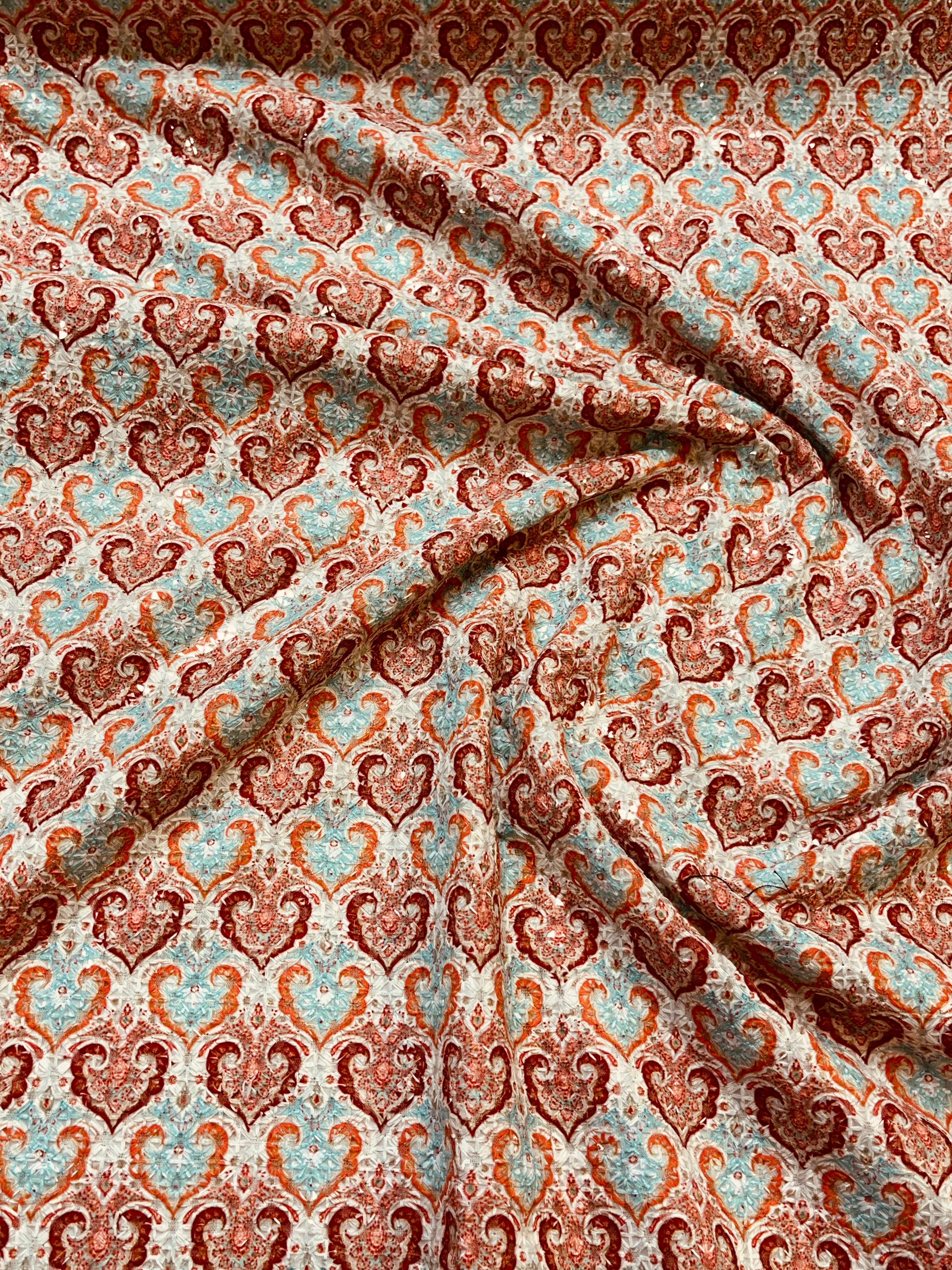 Orange Printed jacket with Silk Kurta and Pajama Set