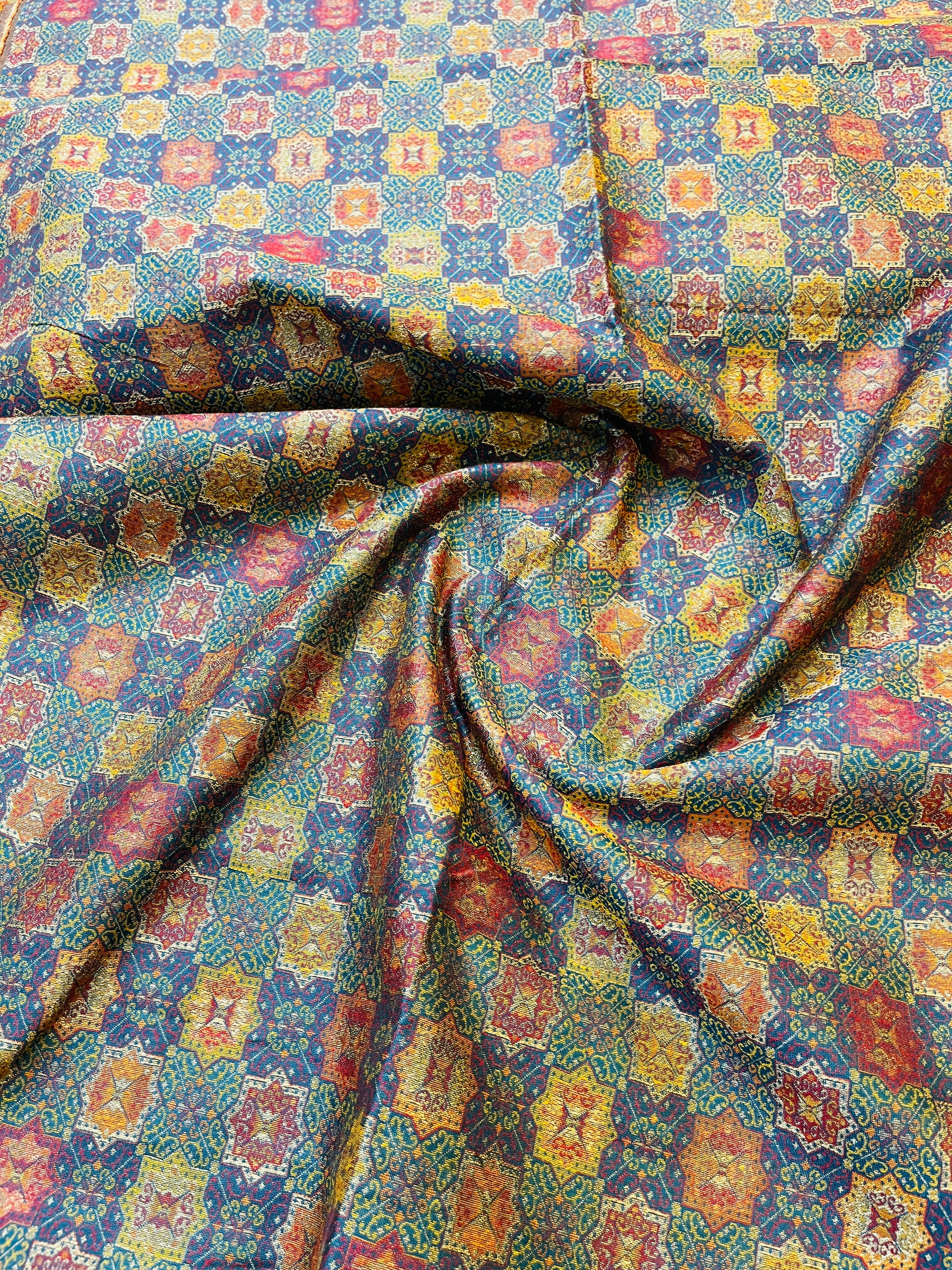 Multicolor Printed Jacket with Silk Kurta and Pajama Set