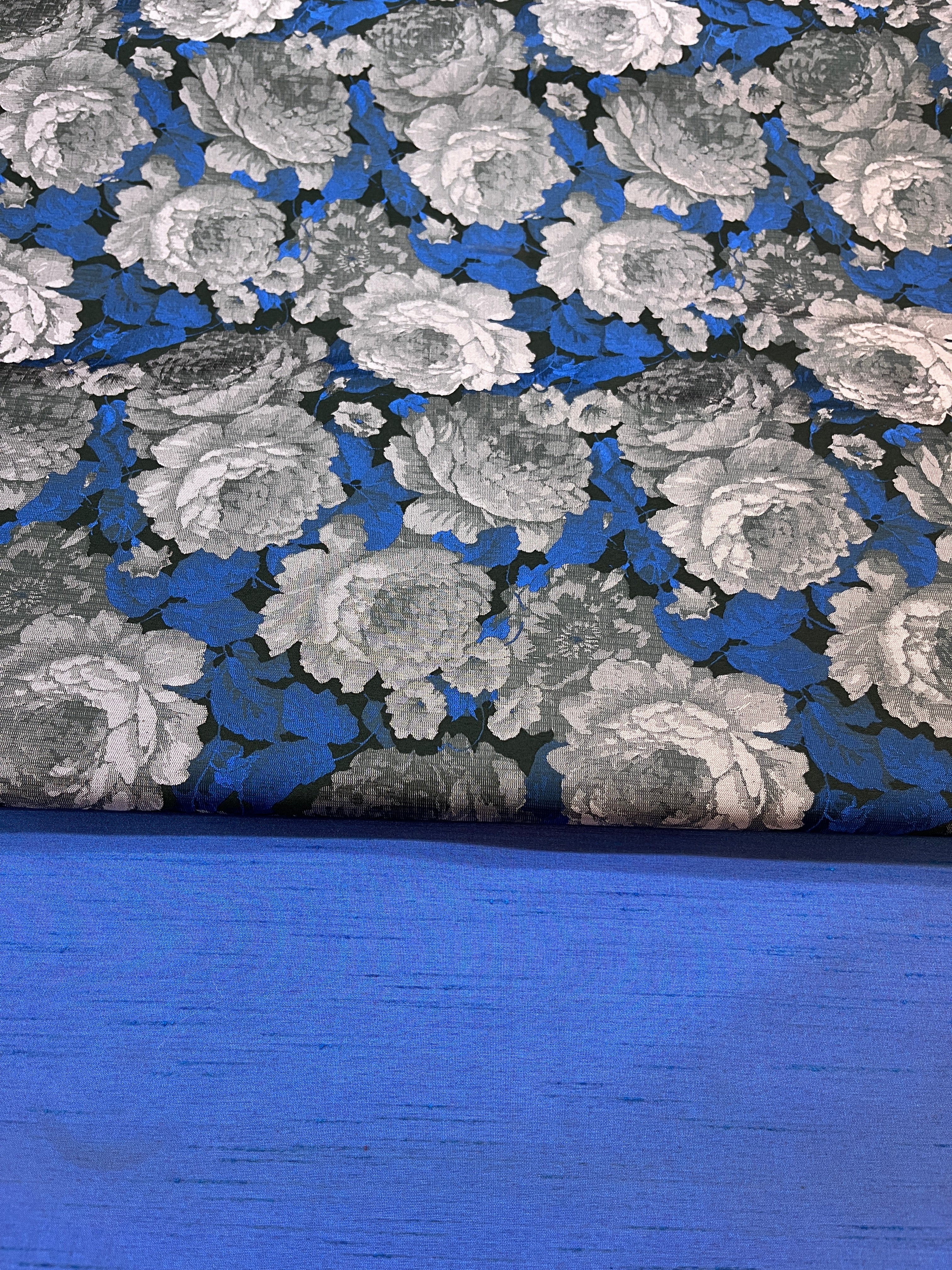 Blue Printed Jacket with Silk Kurta and Pajama Set