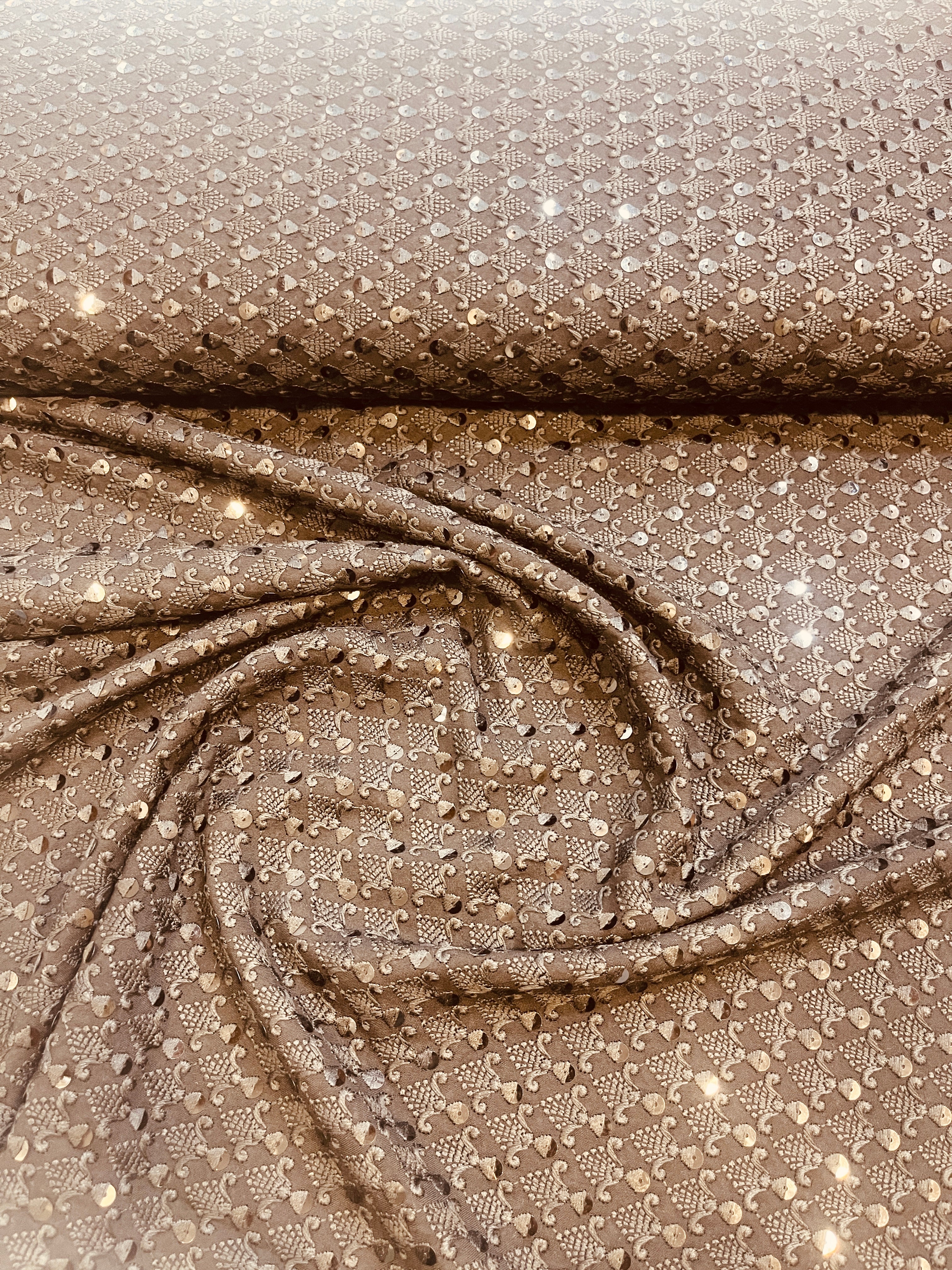 Sequin Embroidered Chikankari Kurta Fabric