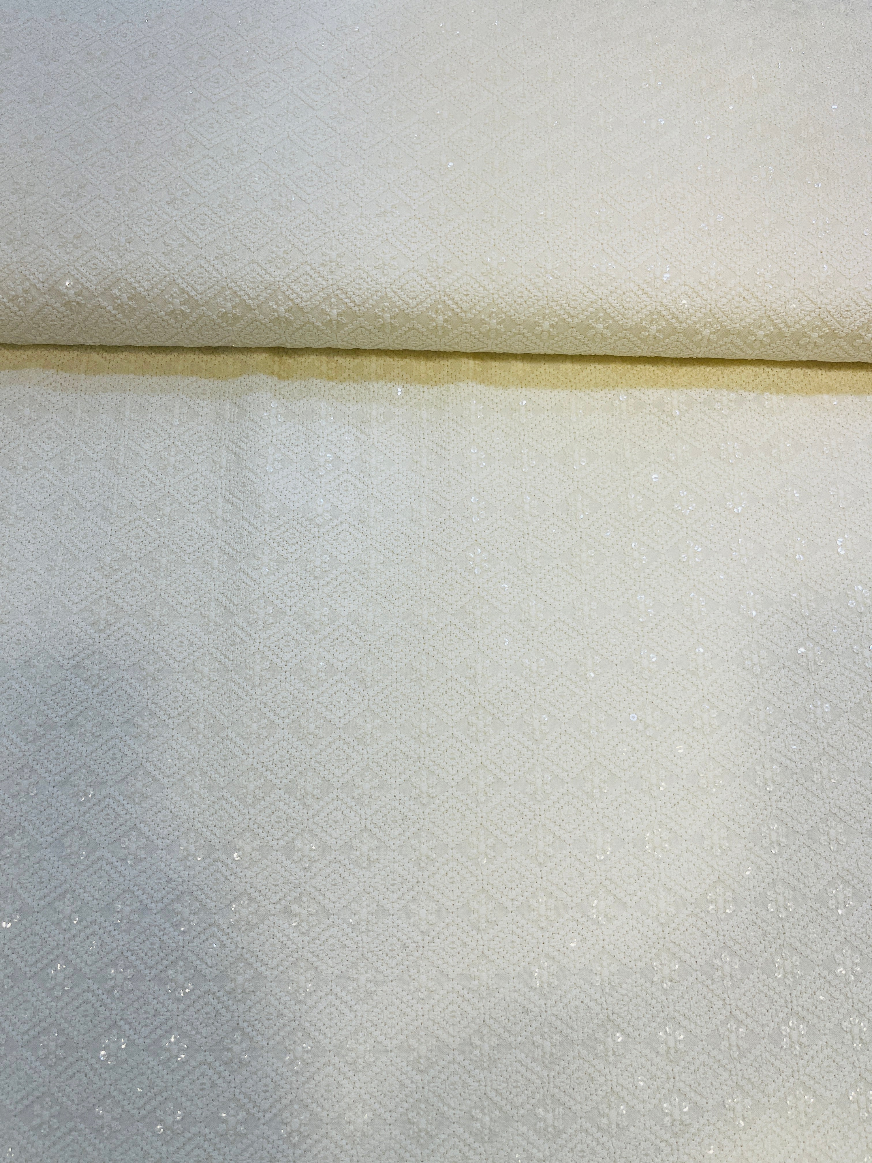 Elegant Ivory Chikankari Kurta Fabric