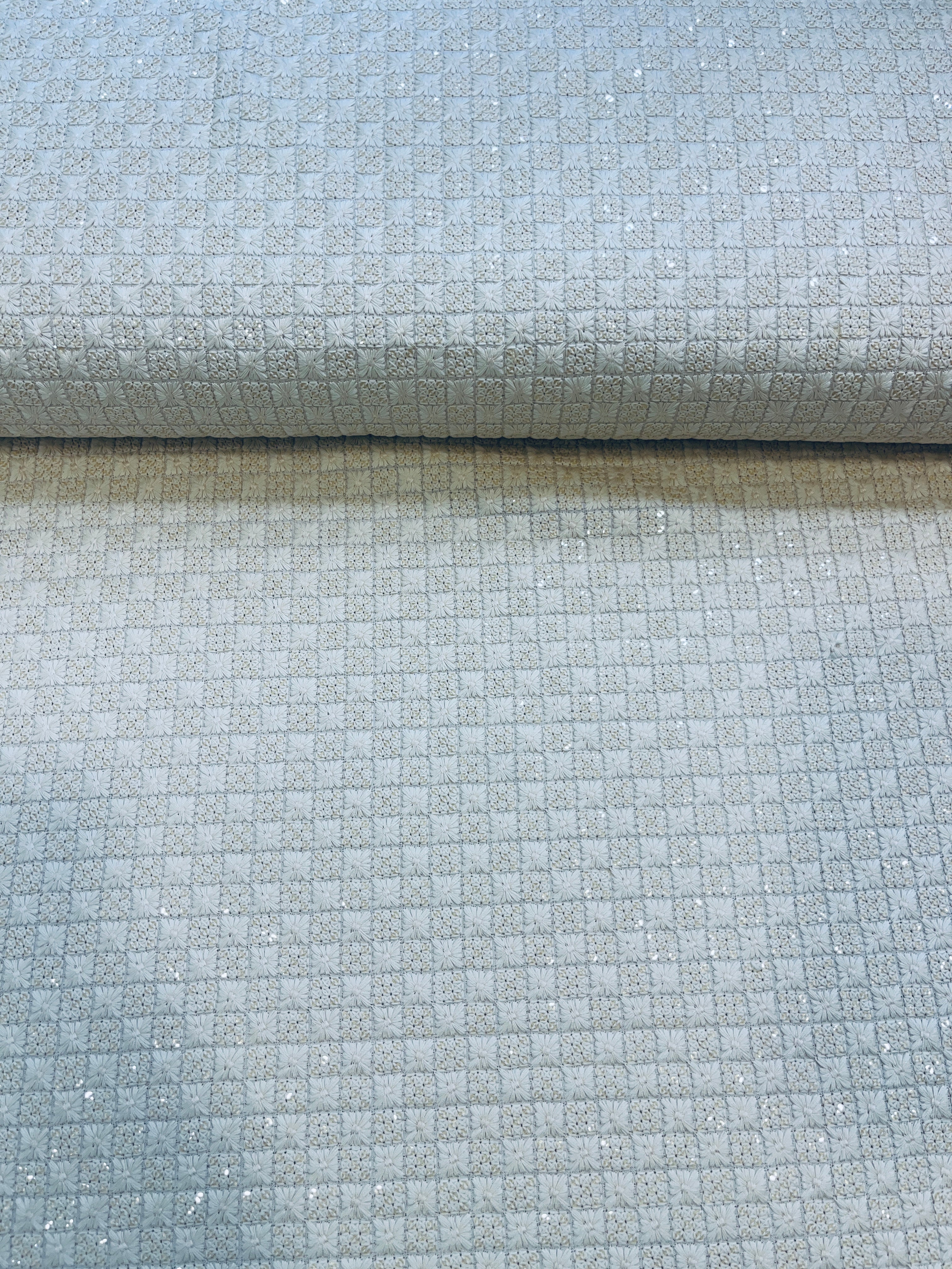 Elegant Ivory Chikankari Kurta Fabric