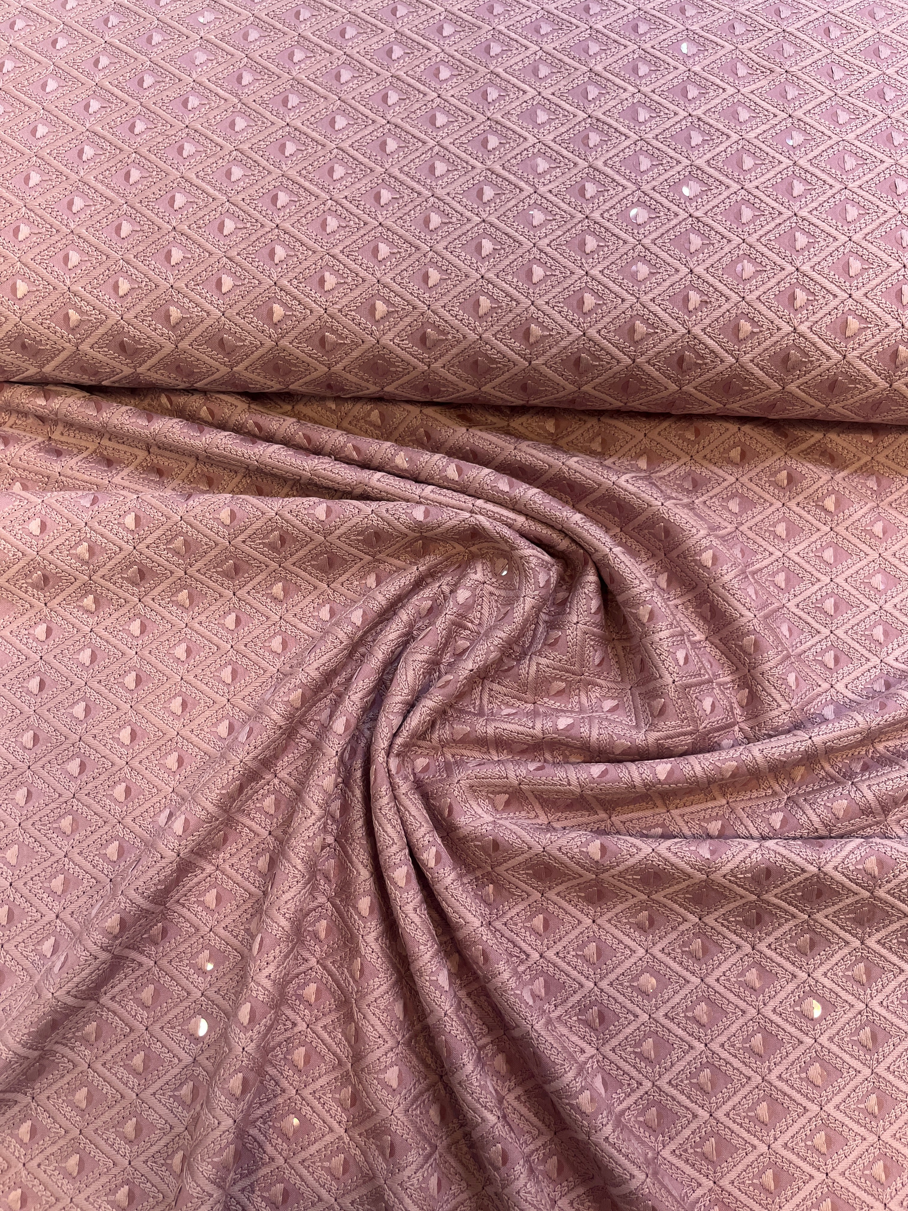 Elegant Mauve Chikankari Kurta Fabric