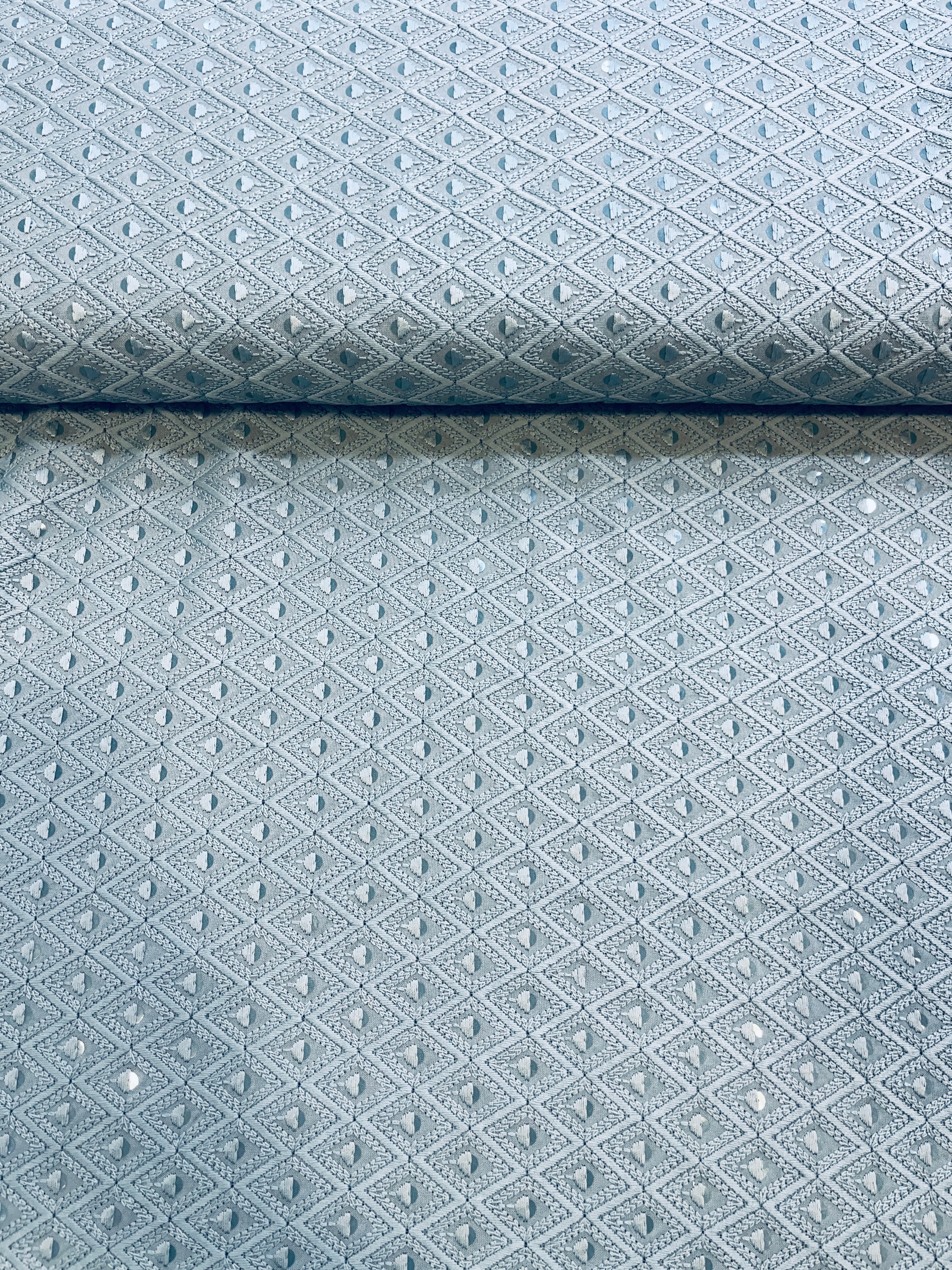 Sky Blue Chikankari Kurta Fabric